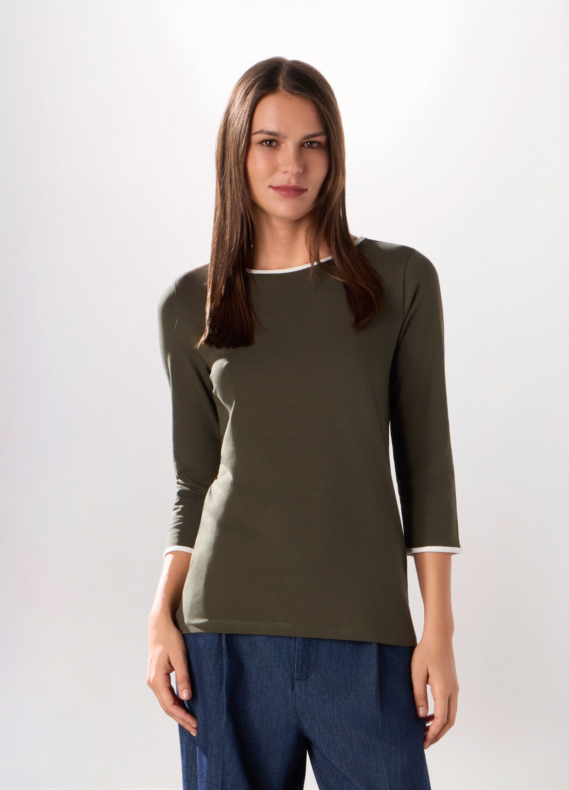 T-shirt in jersey di cotone stretch donna_0