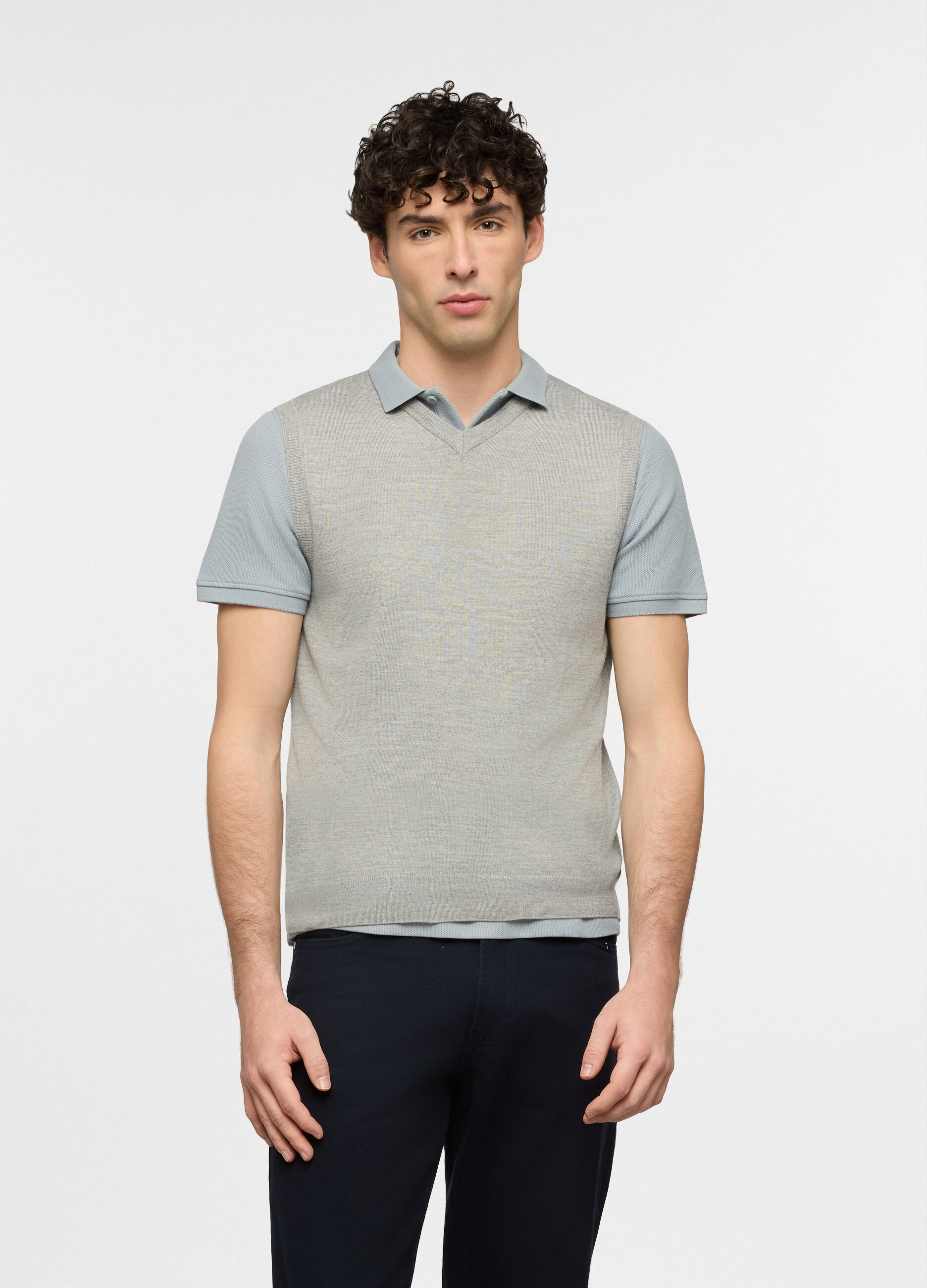 Gilet collo a V in jersey uomo_0