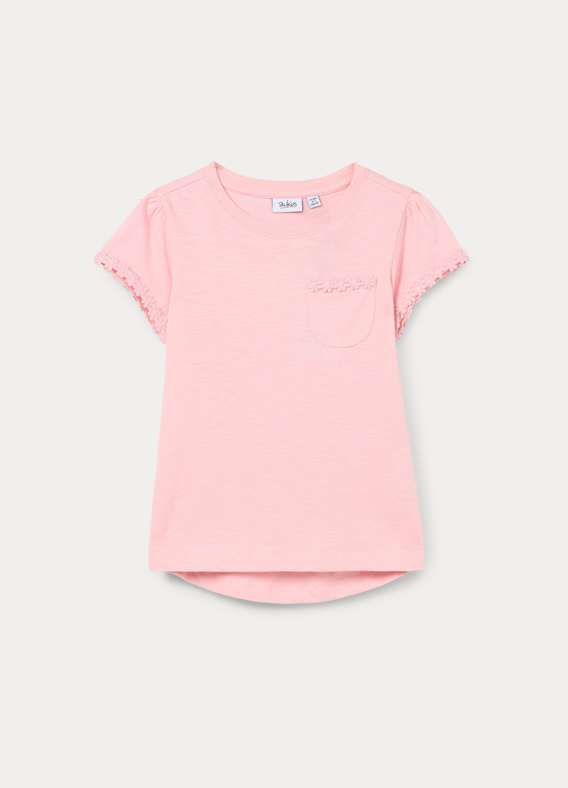 T-shirt in jersey slub di puro cotone bambina_0