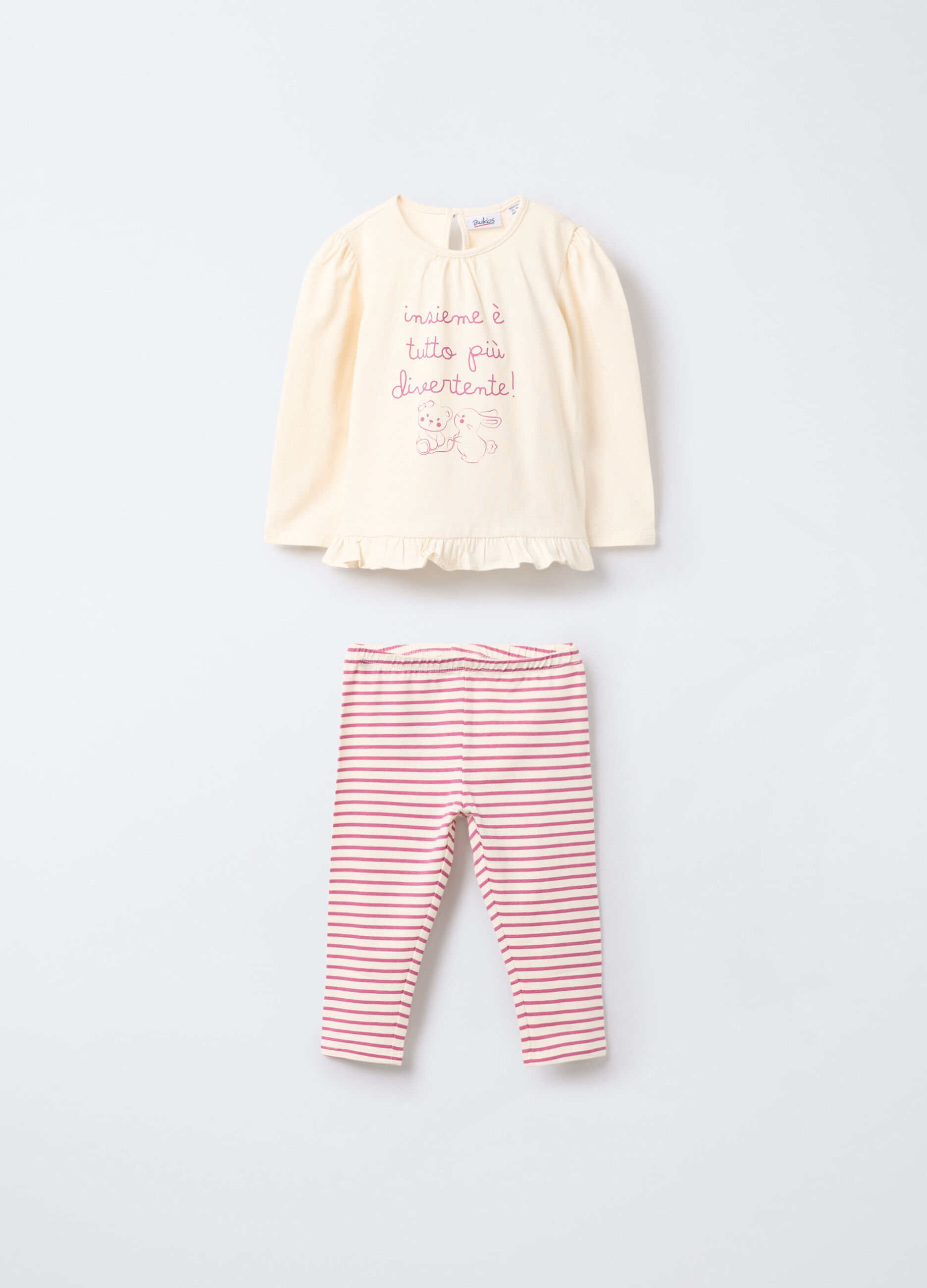 Jogging set fitted in jersey di cotone stretch bimba_0
