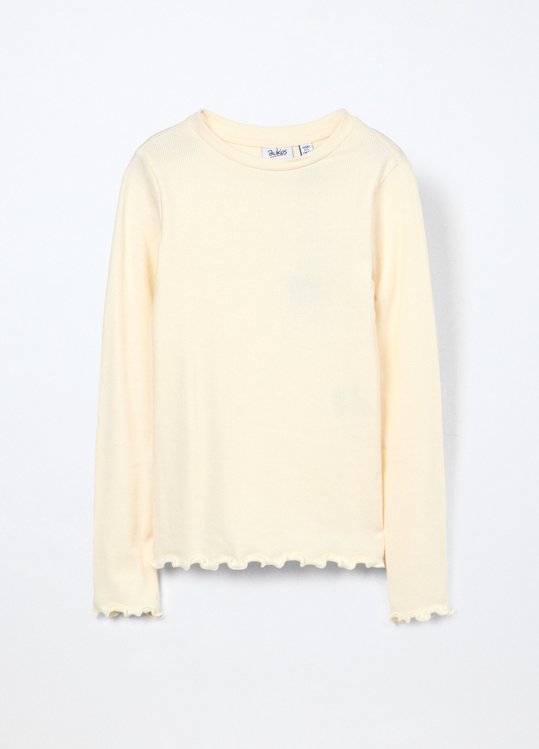 T-shirt in costina di cotone stretch bambina_0