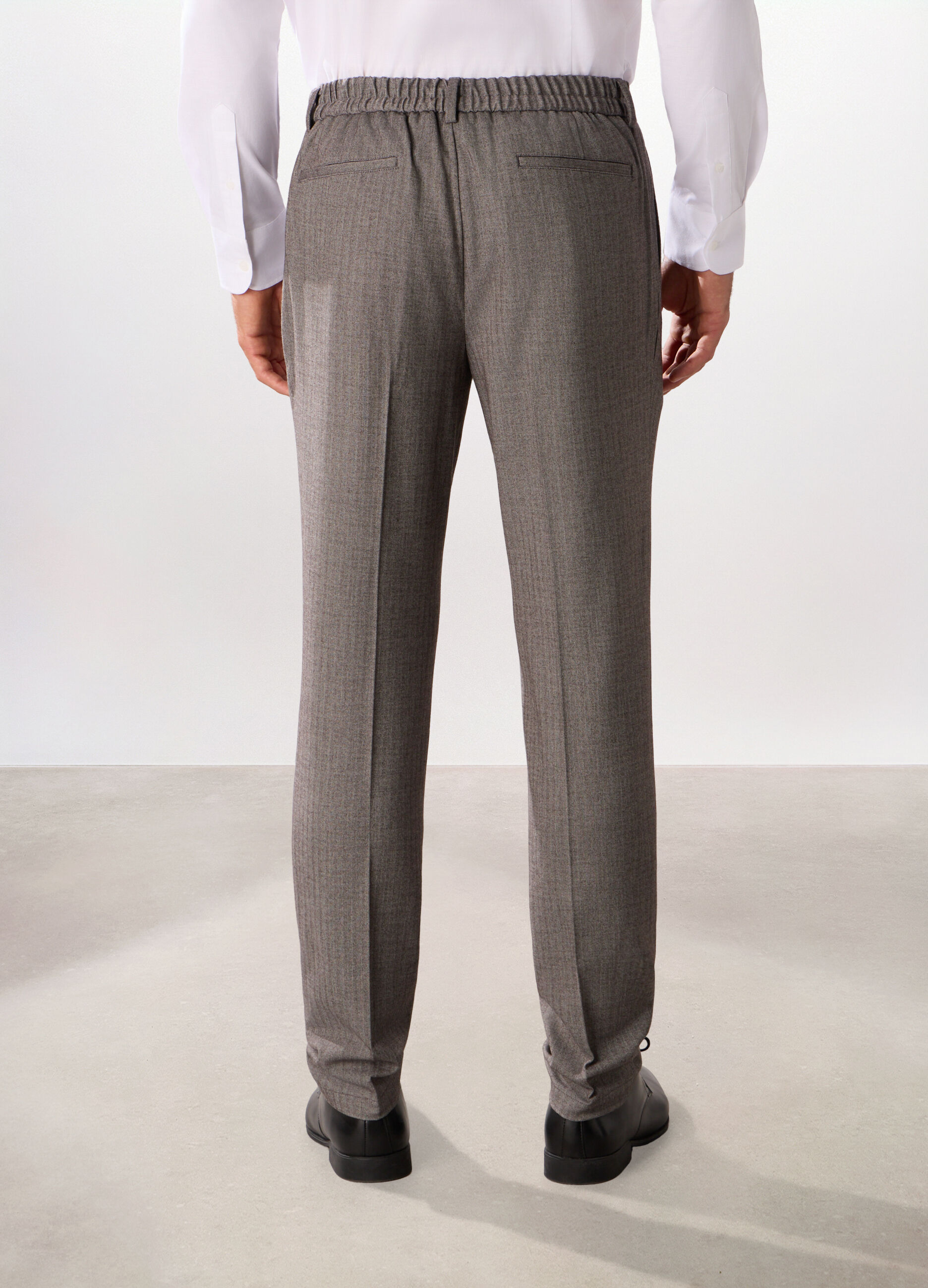 Pantalone slim con motivo a lisca di pesce uomo_1