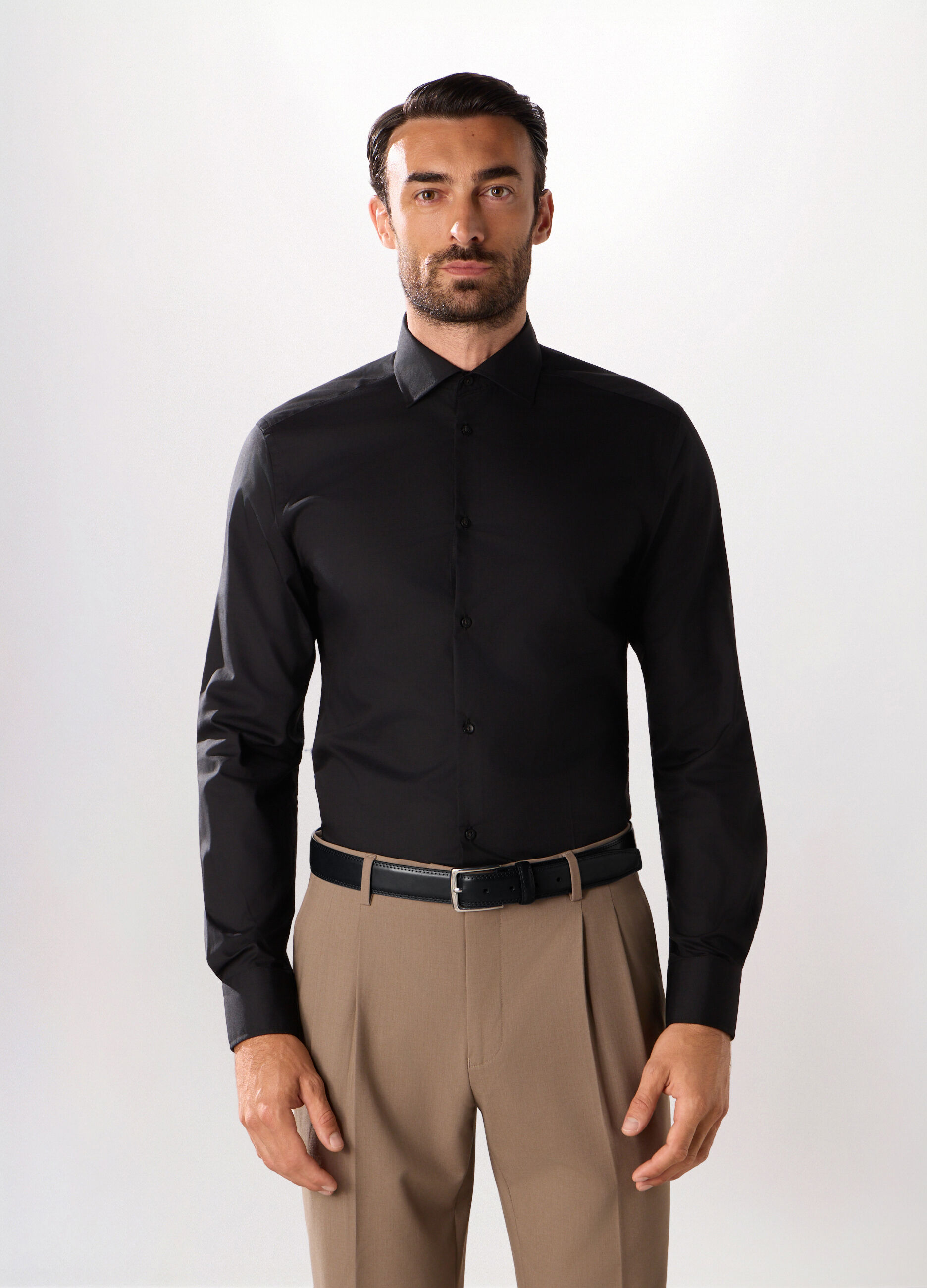 Camicia regular fit in misto cotone uomo_0