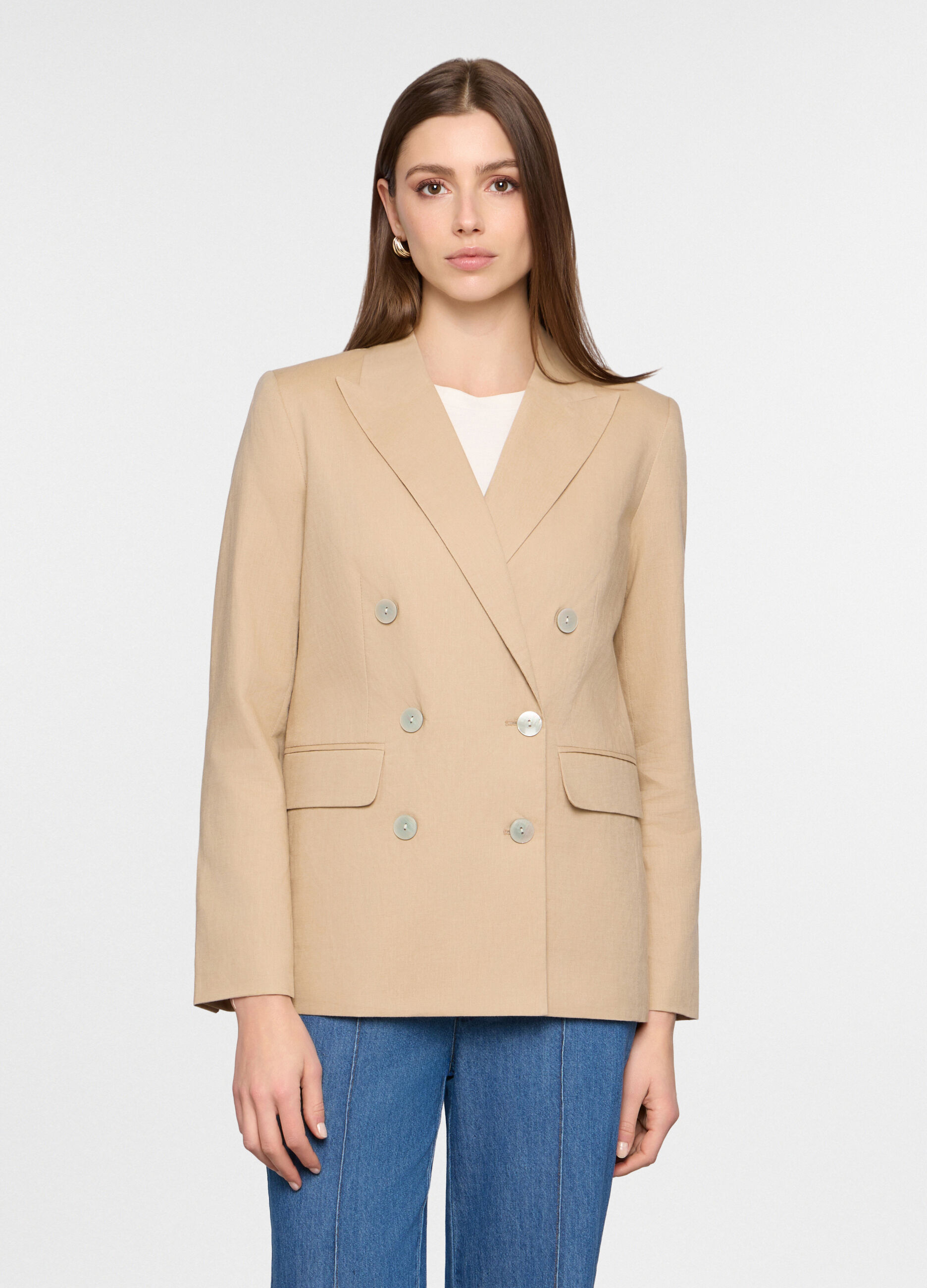 Blazer doppiopetto con collo revers donna_0