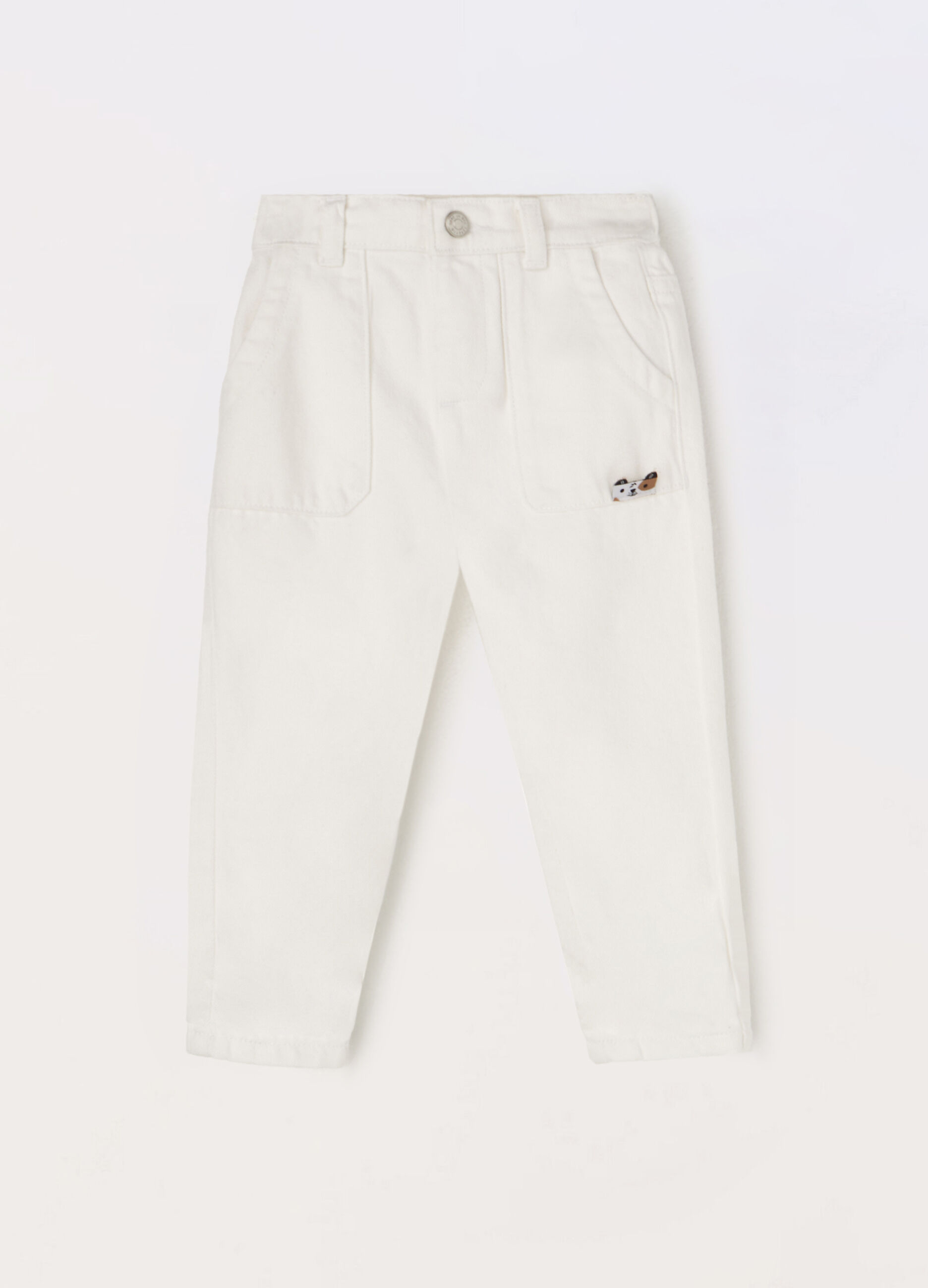 Pantaloni in twill di puro cotone neonato_0