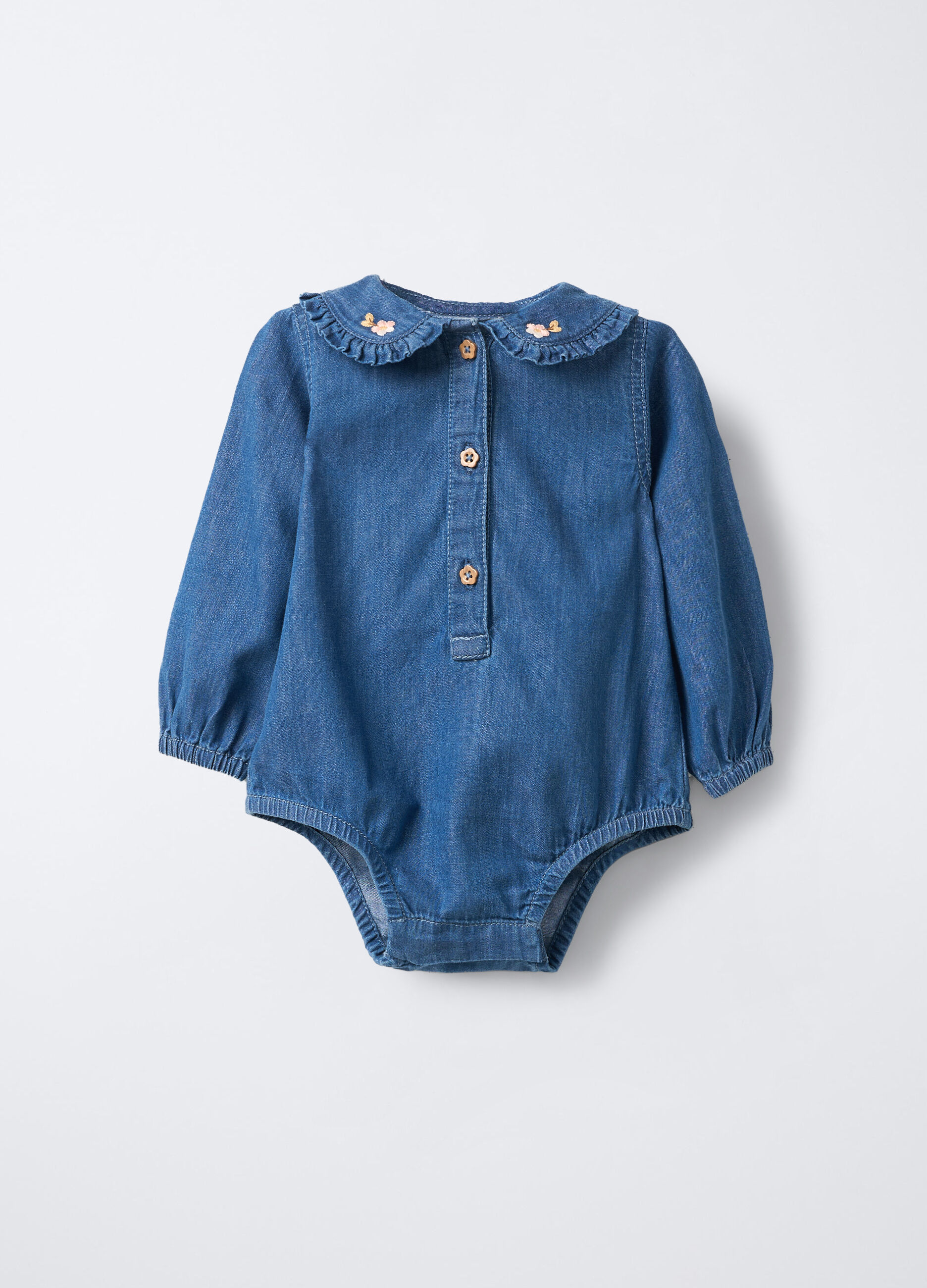 Body in chambray di puro cotone neonata_0