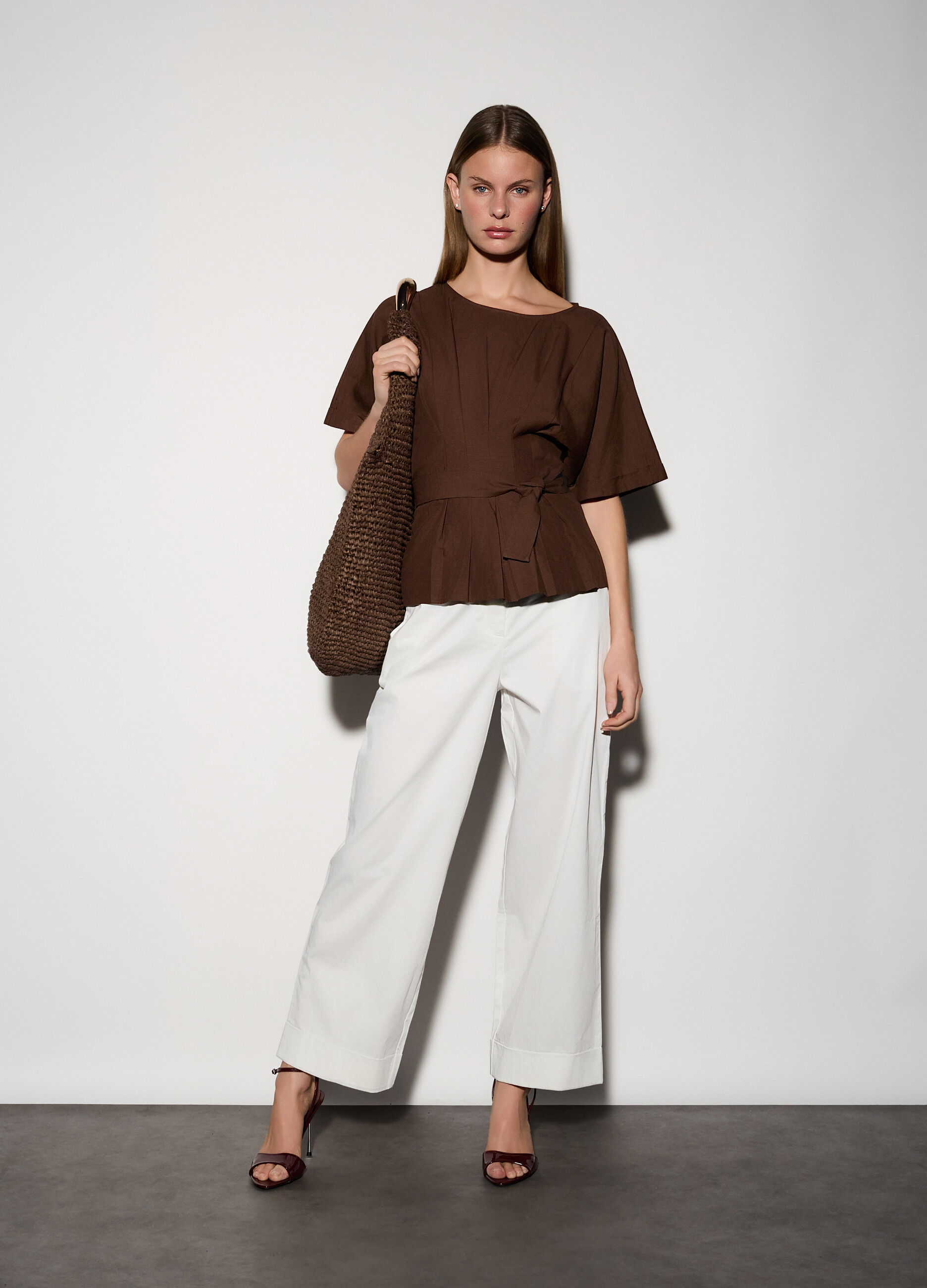 Pantaloni regular fit stretch donna_0