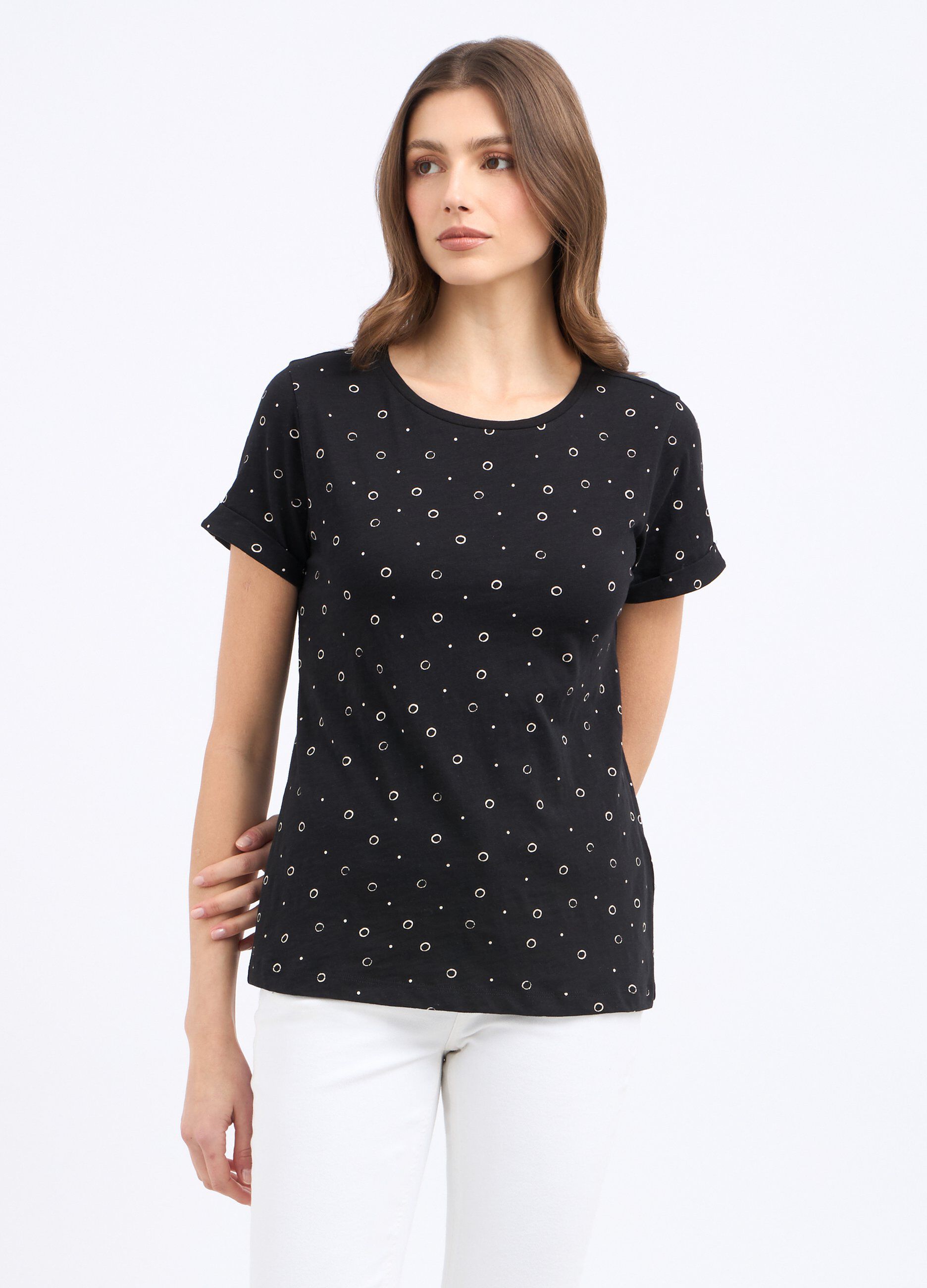 T-shirt in puro cotone con stampa donna_0