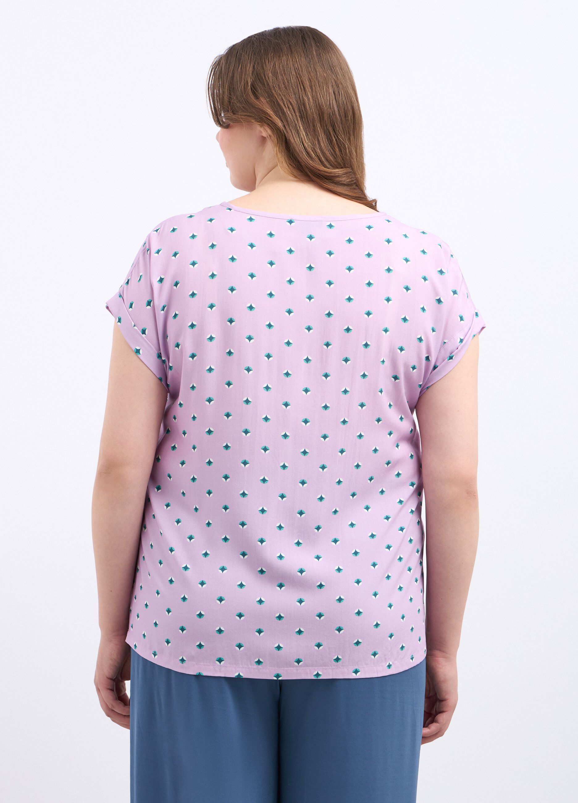 Blusa in pura viscosa a scollo rotondo donna curvy_1