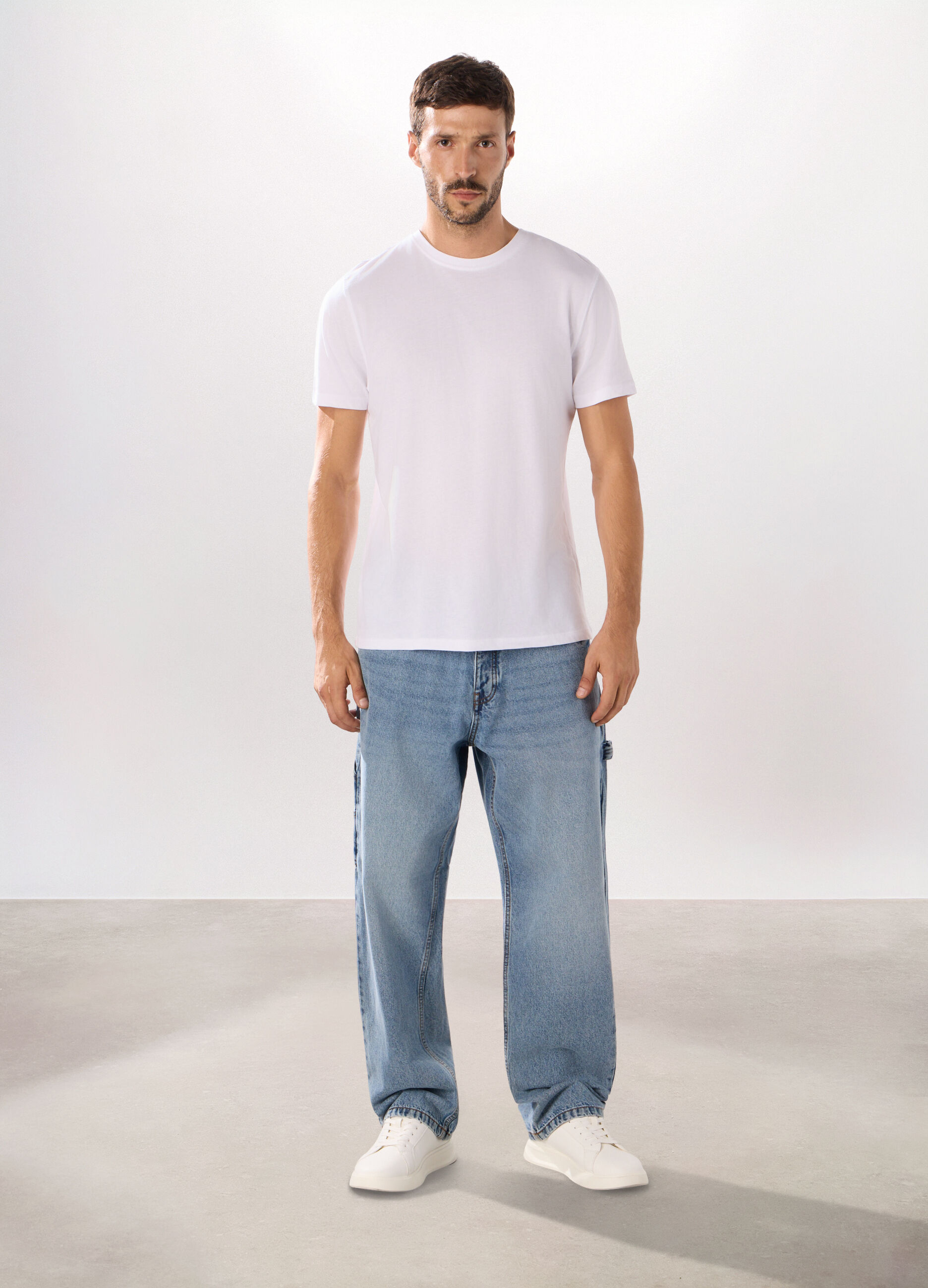 Jeans 5 tasche baggy in cotone uomo_0