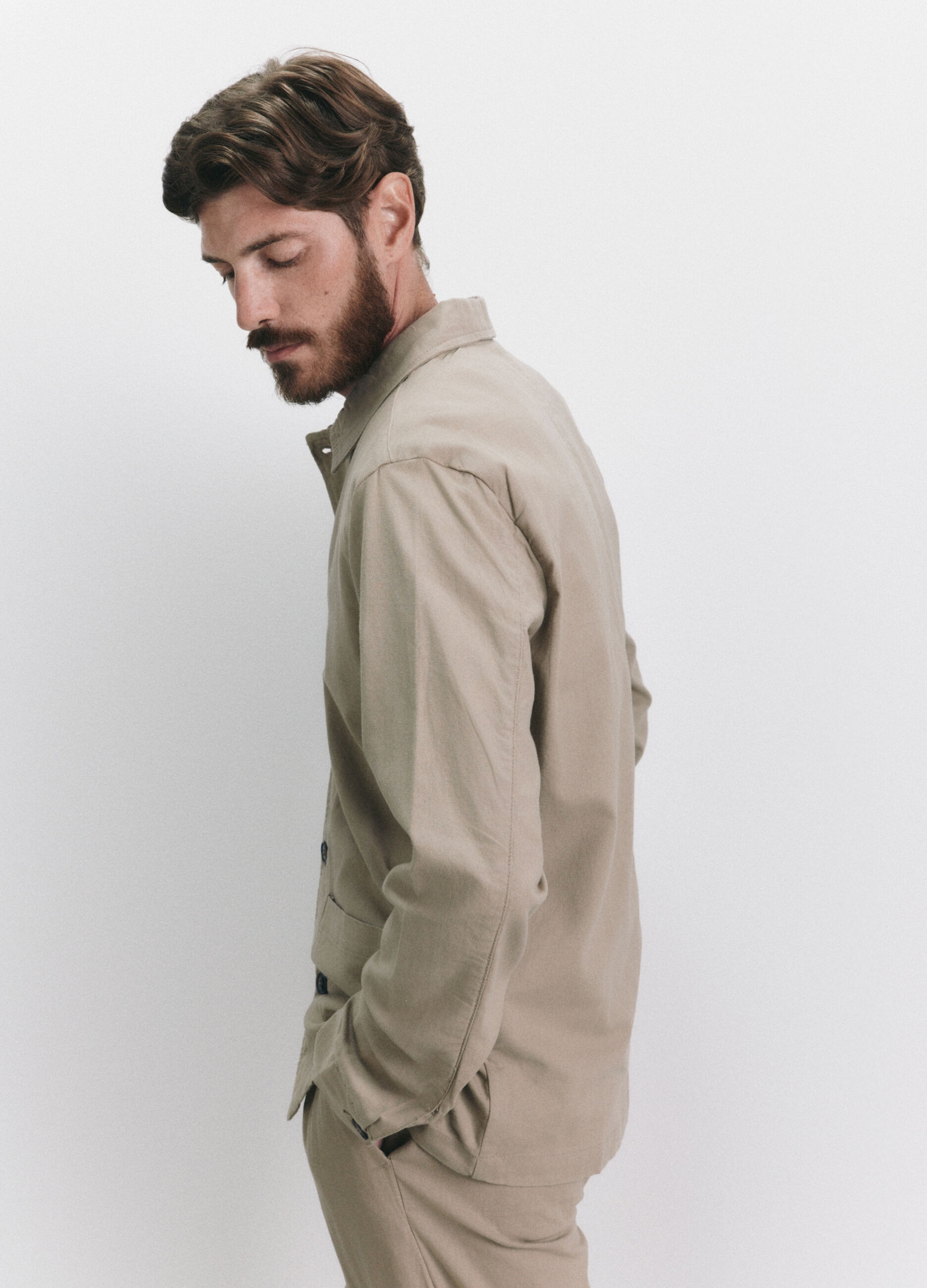 Giacca a camicia in lino e cotone uomo