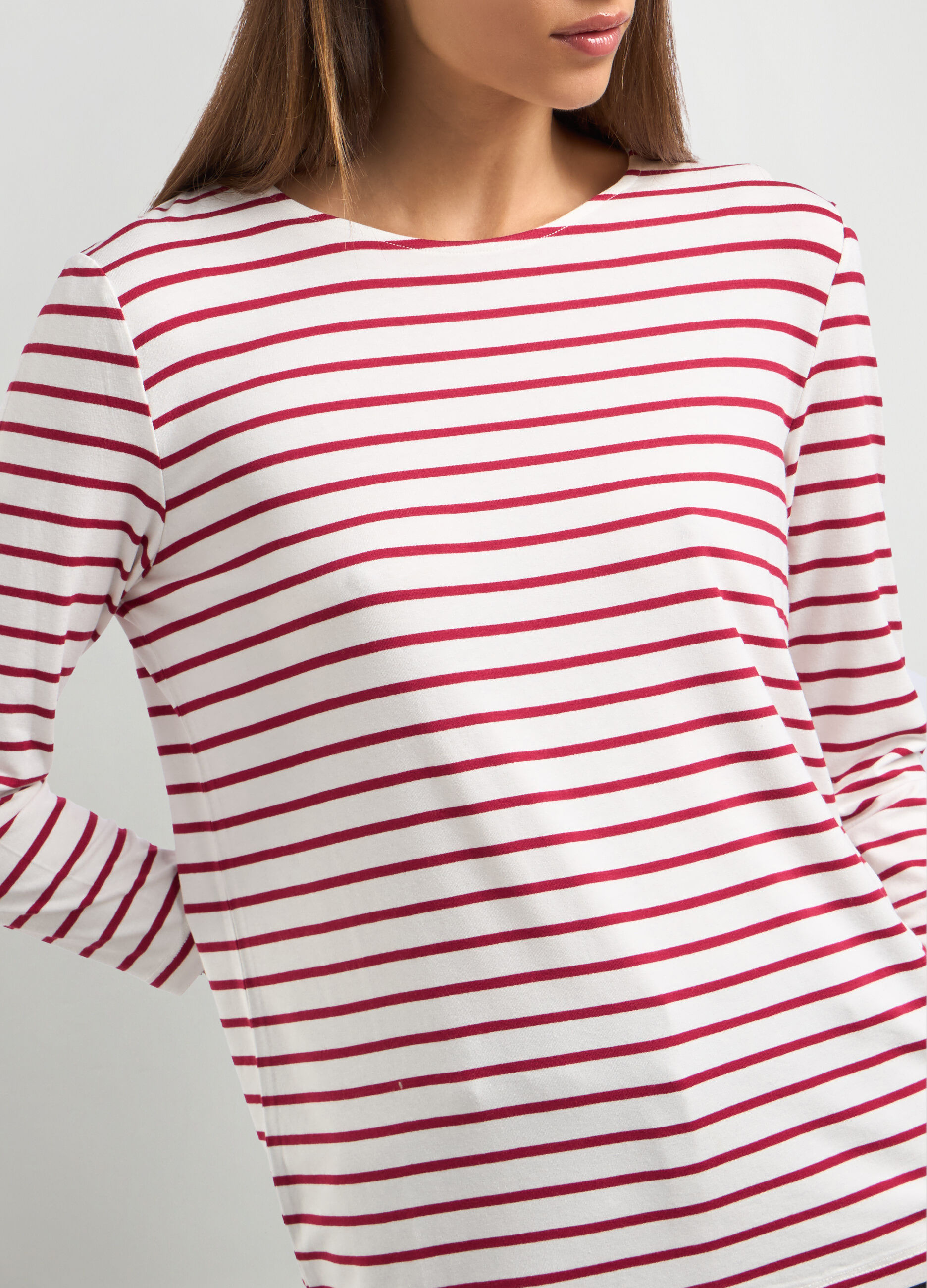 T-shirt rigata in viscosa stretch donna_2