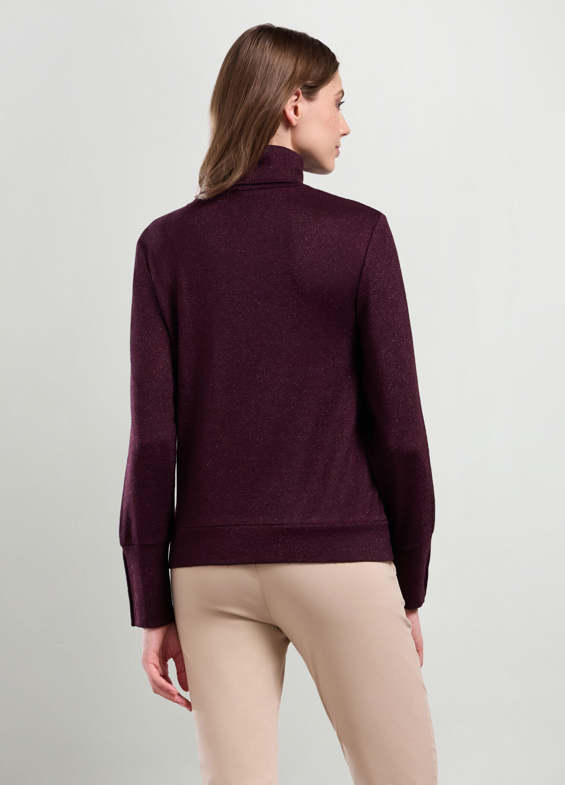 T-shirt a collo alto in misto viscosa donna_1