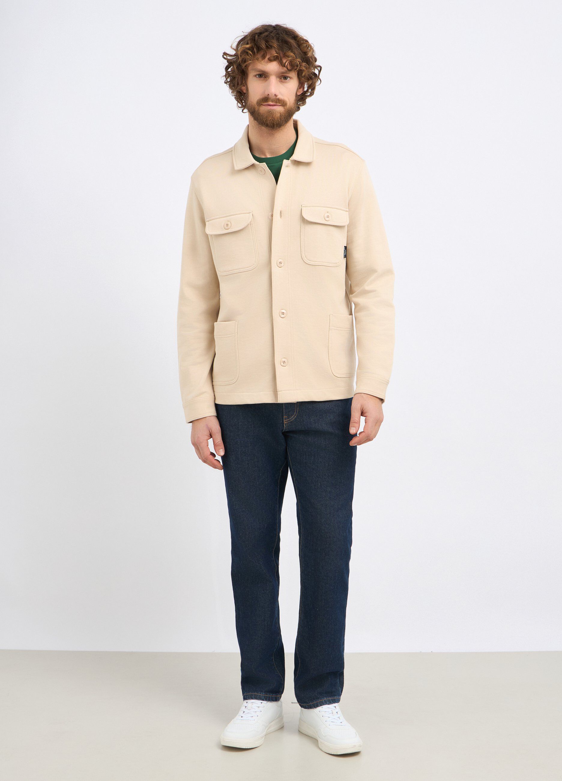Felpa camicia in puro cotone uomo_0