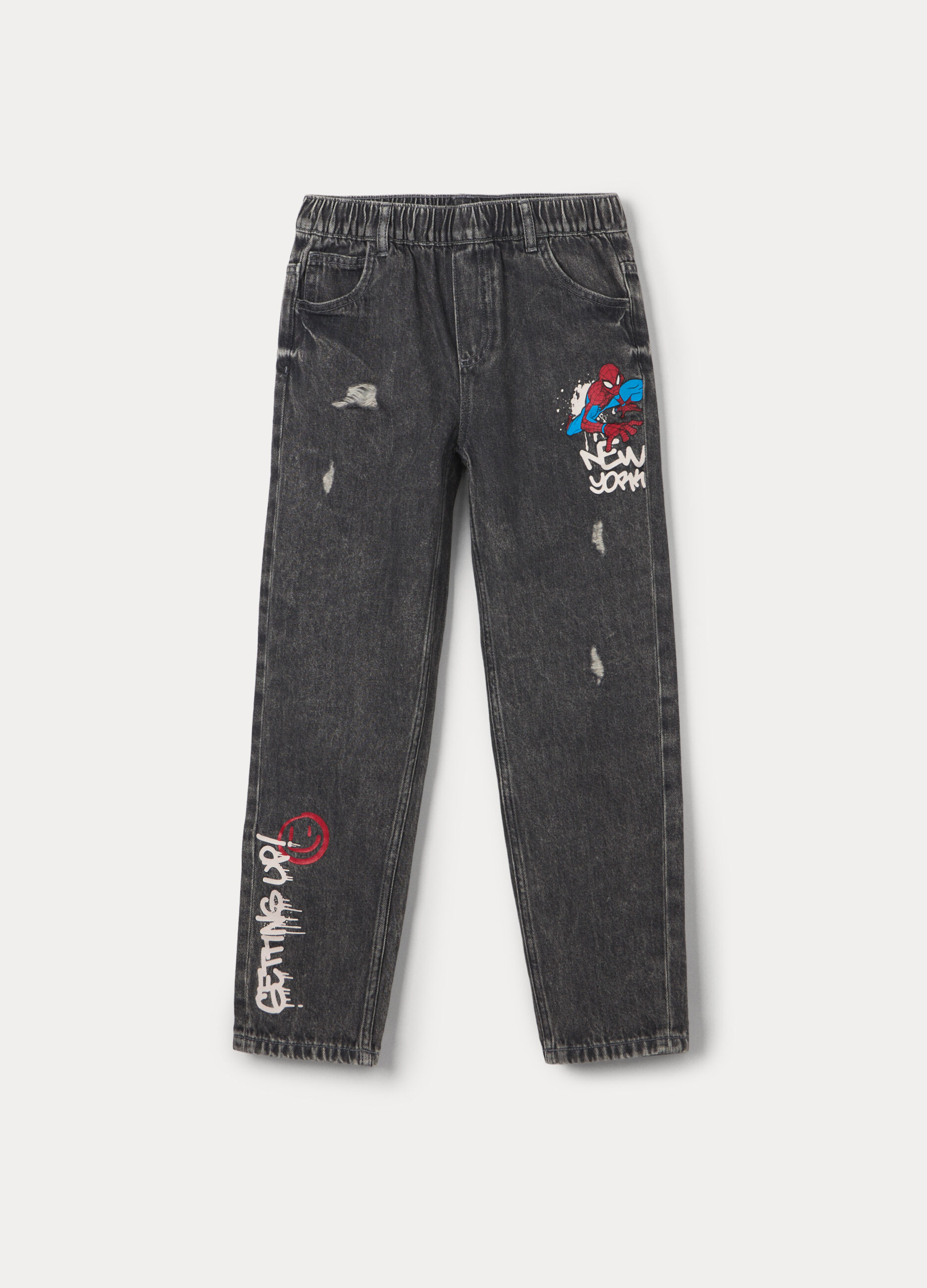 Pantaloni Spider Man in denim di puro cotone bambino_0
