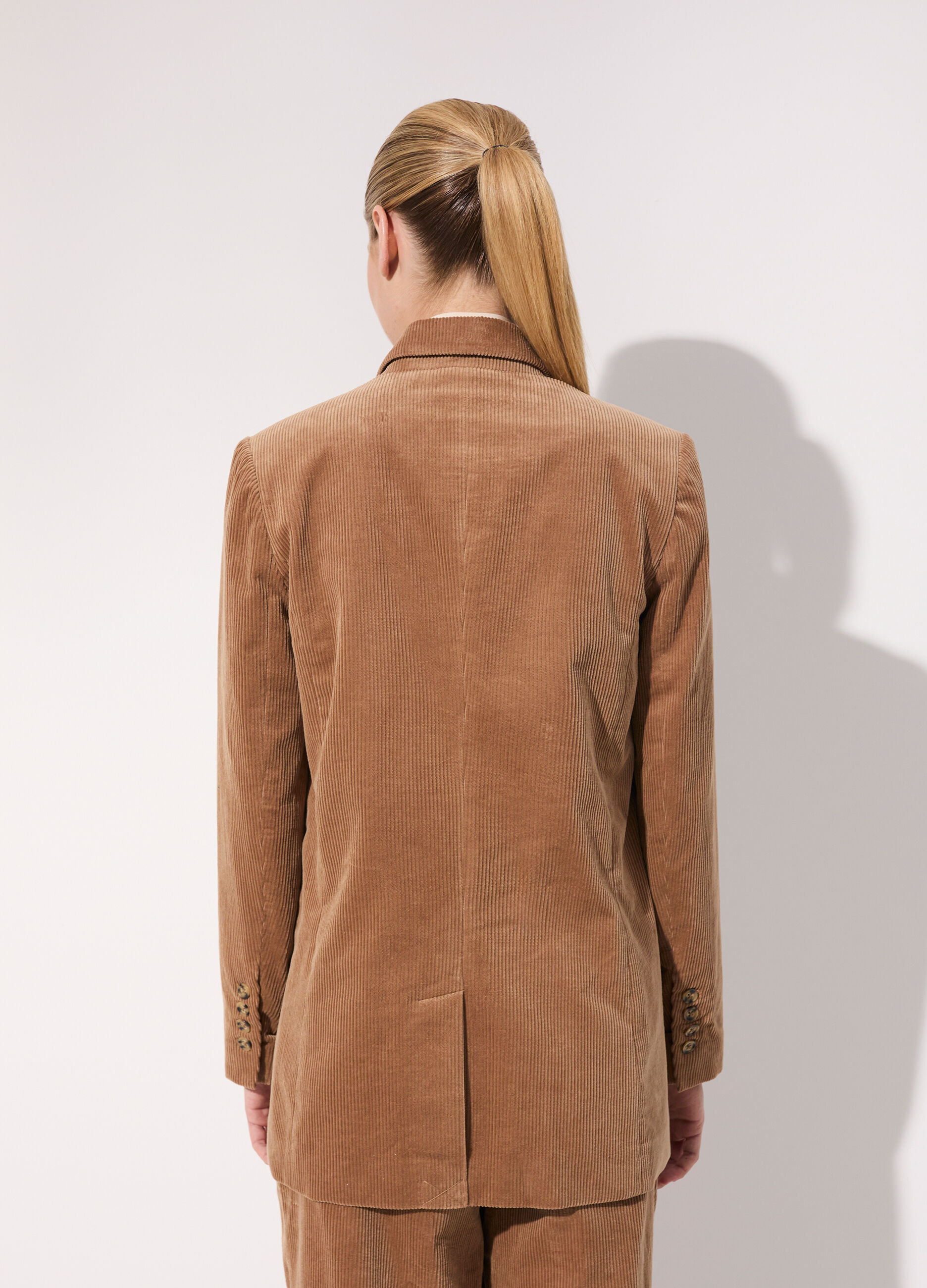 Blazer doppiopetto in velluto corduroy di puro cotone donna_2