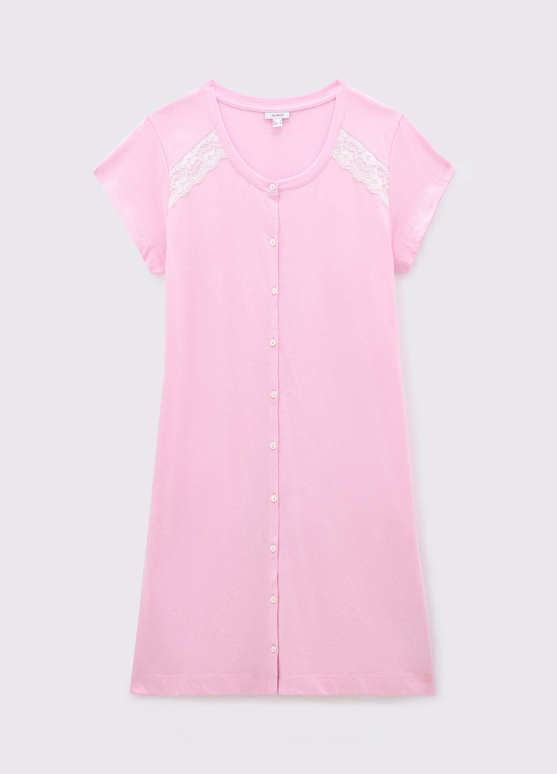 Camicia da notte in puro cotone e pizzo donna