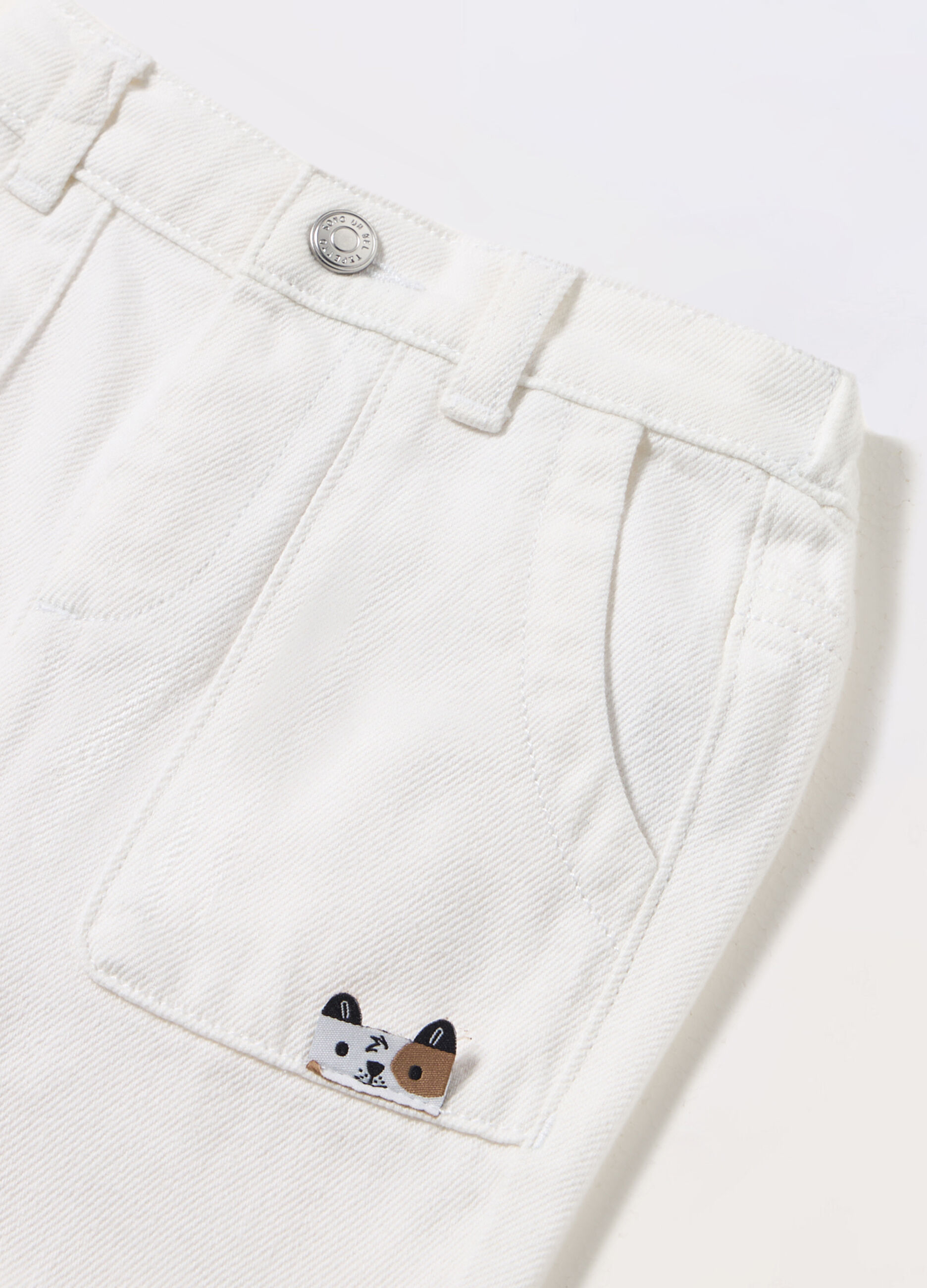 Pantaloni in twill di puro cotone neonato_1