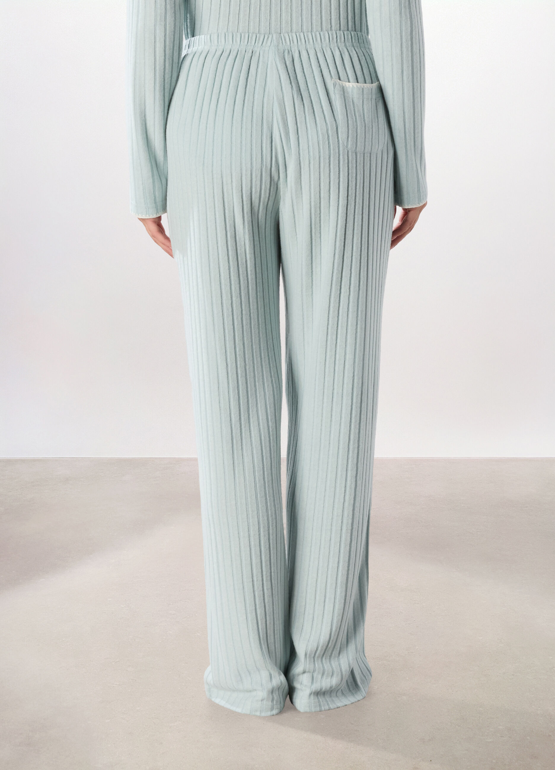 Pantalone pigiama lungo a coste donna_2