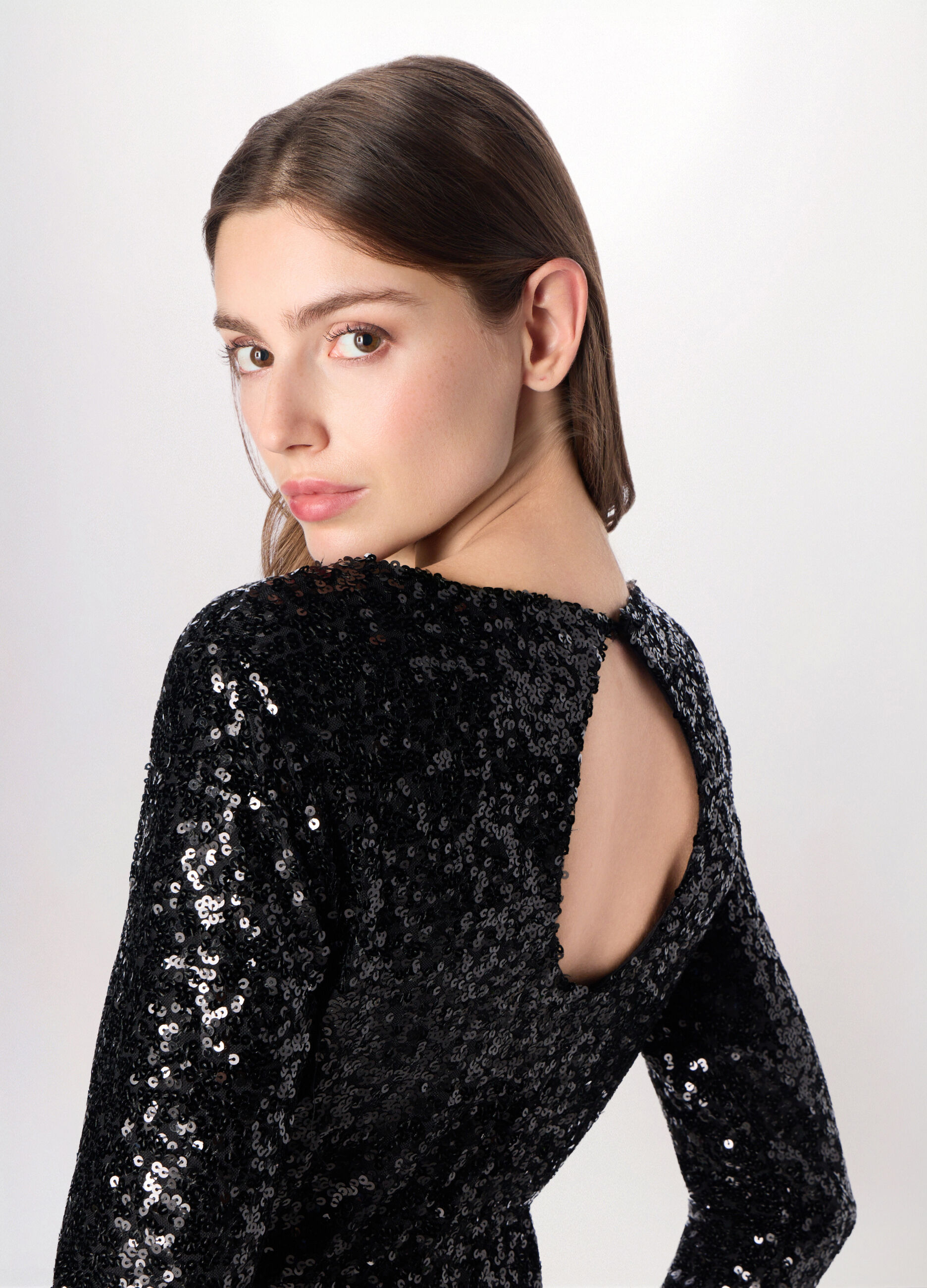 Vestito lungo con paillettes donna_2