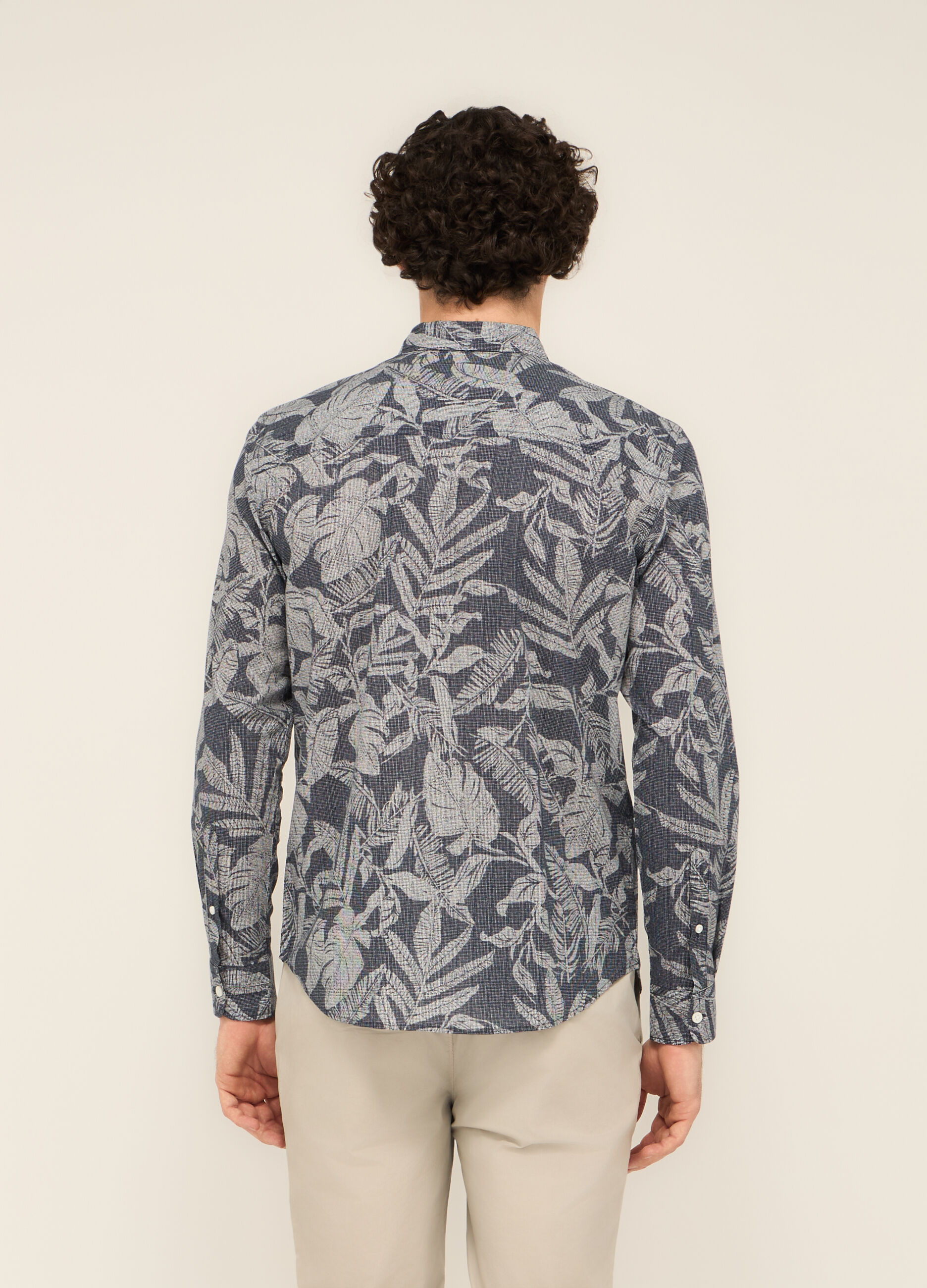Camicia regular fit in cotone a fantasia uomo