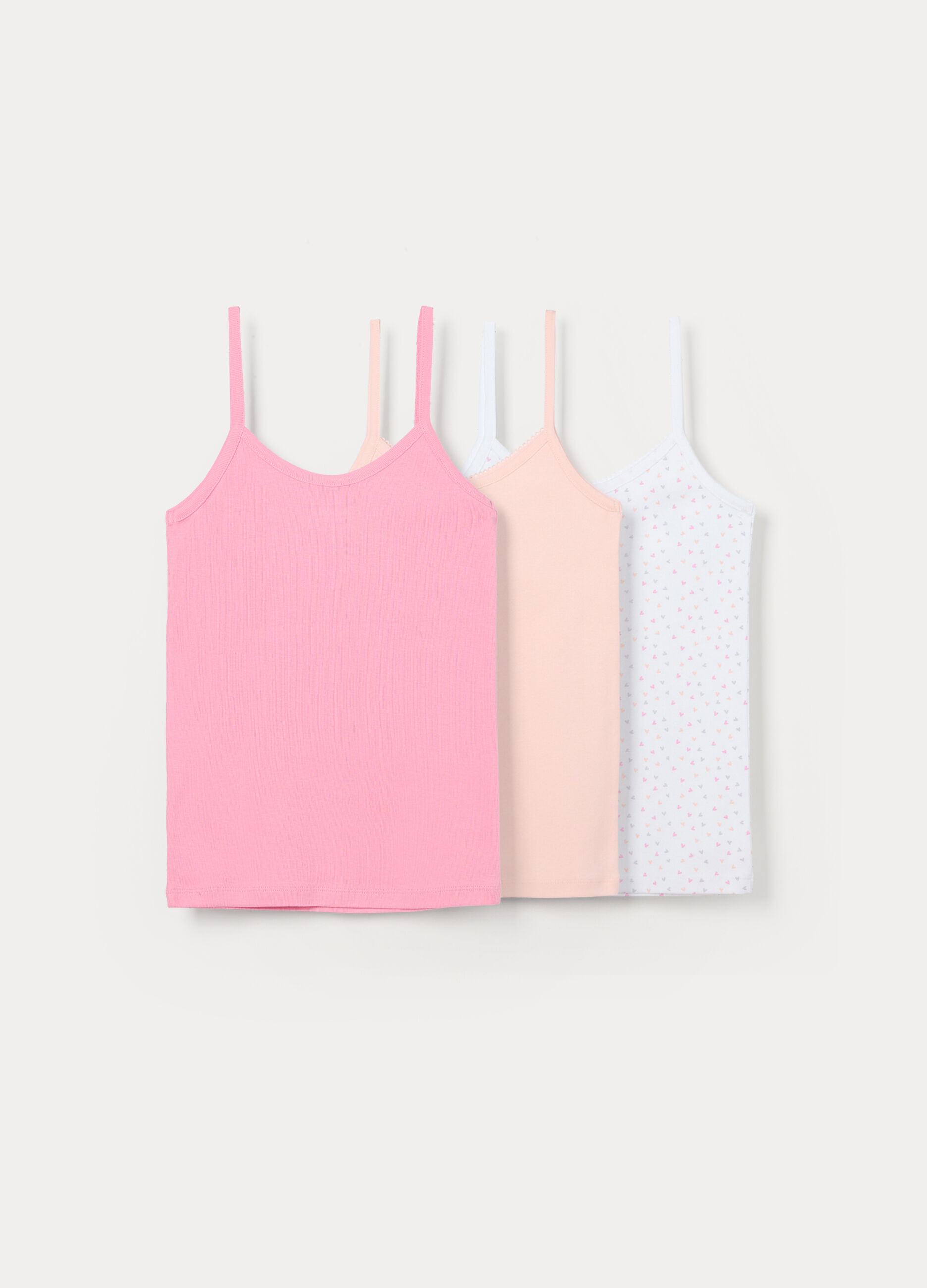 Pack 3 canotte in costina di puro cotone ragazza_1