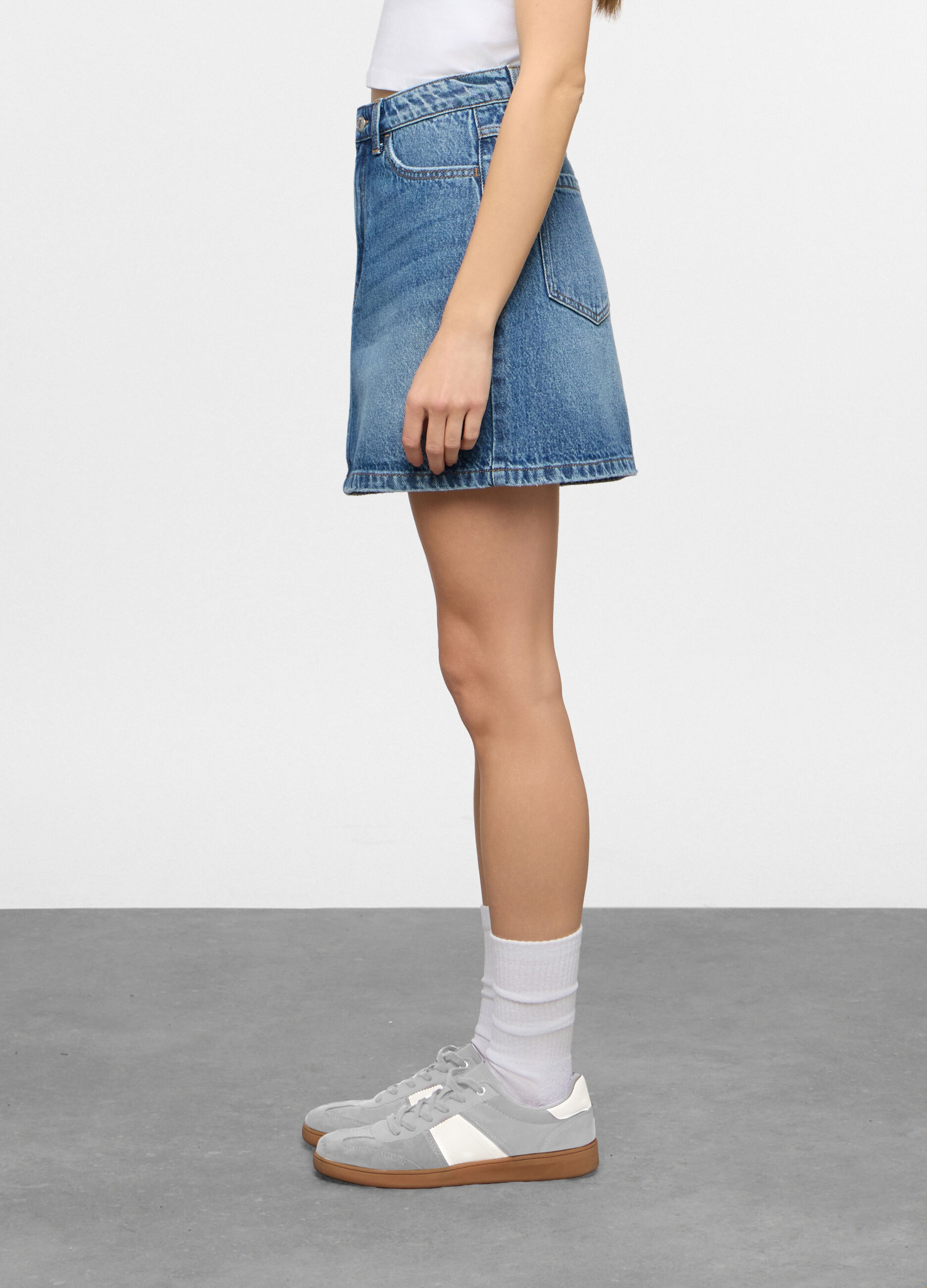 Gonna mini in denim donna_1