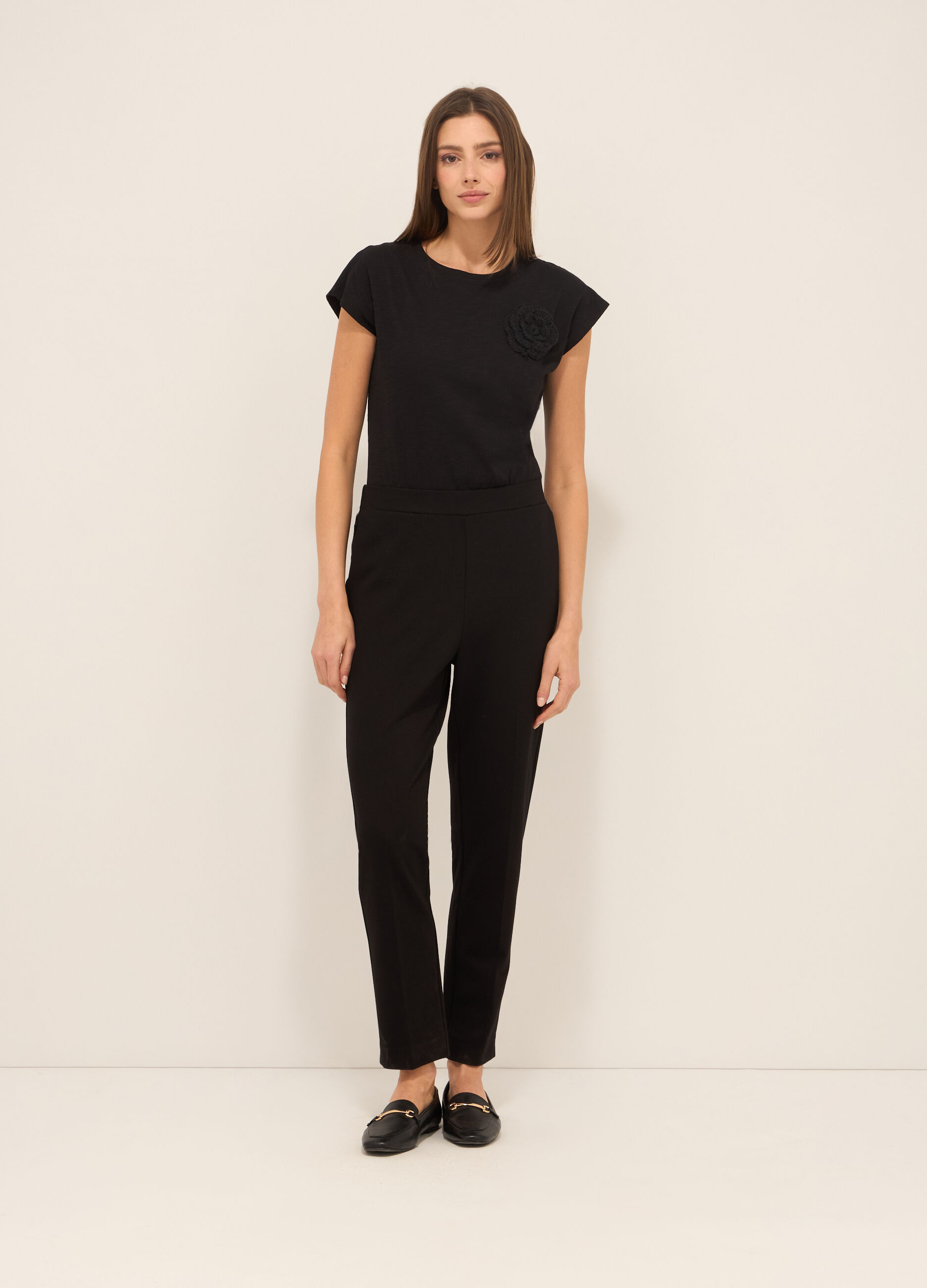 Pantaloni in punto Milano stretch donna_0