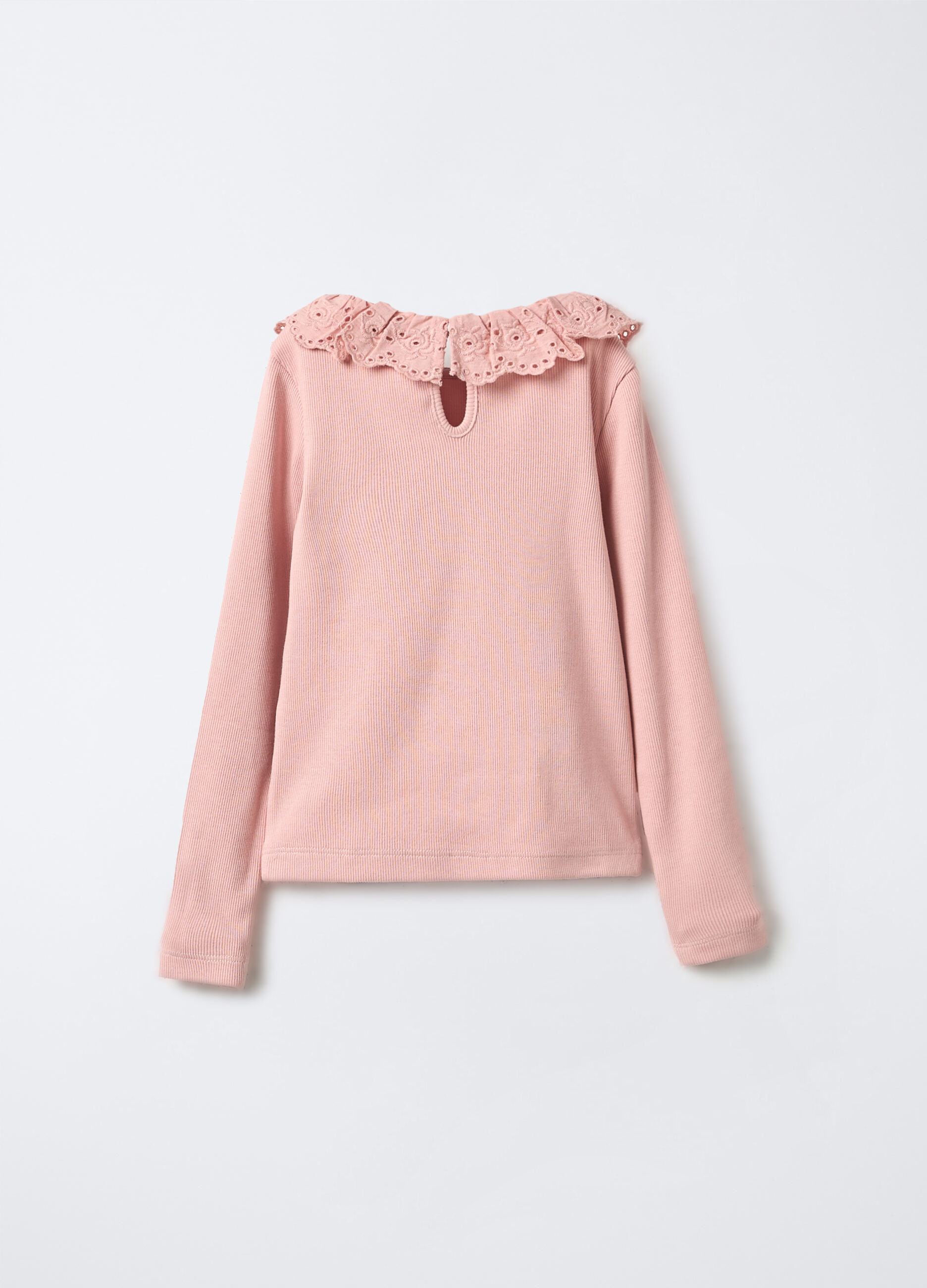 T-shirt in costina di cotone stretch bambina_1