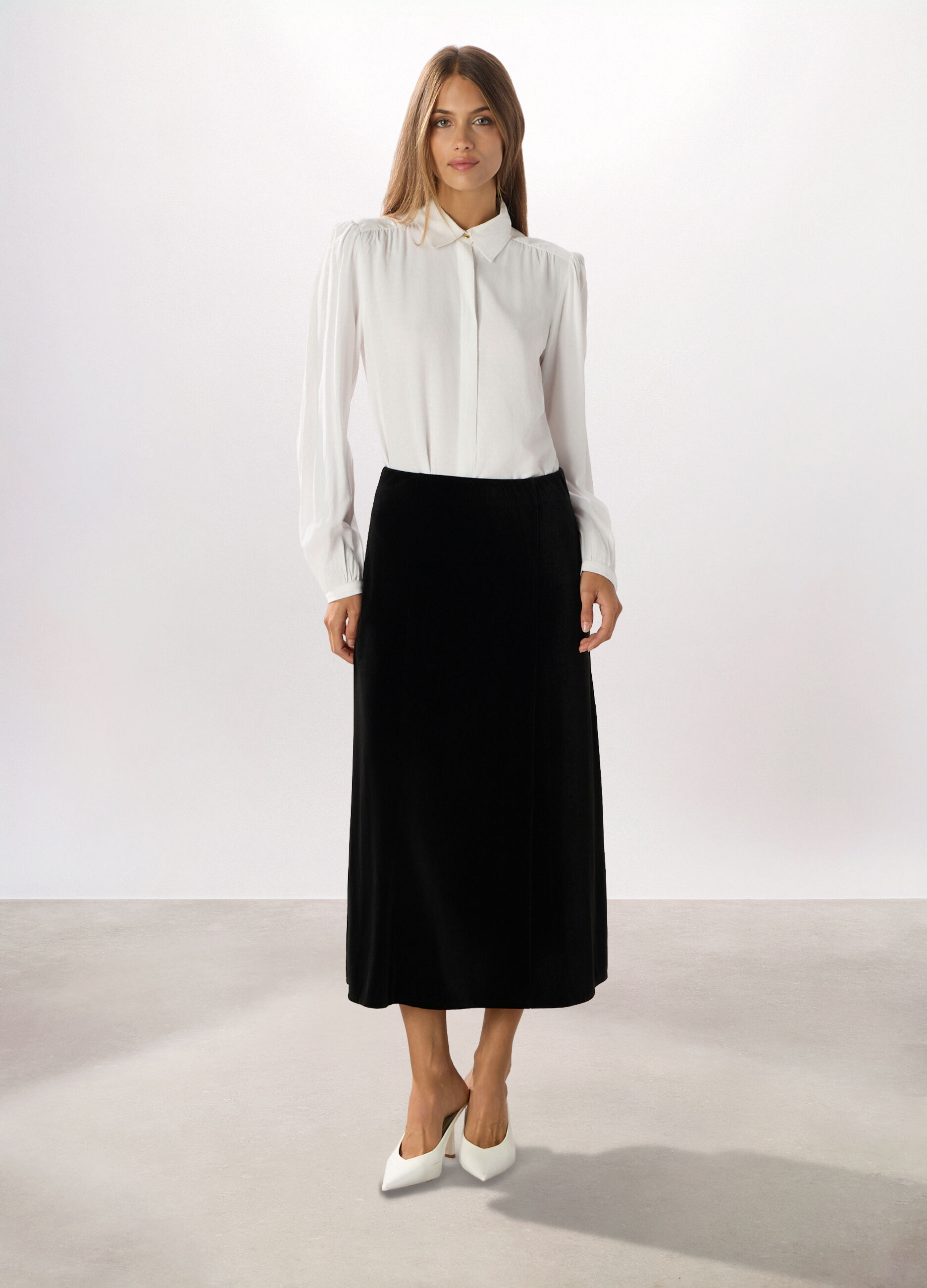 Gonna lunga in velluto donna_0