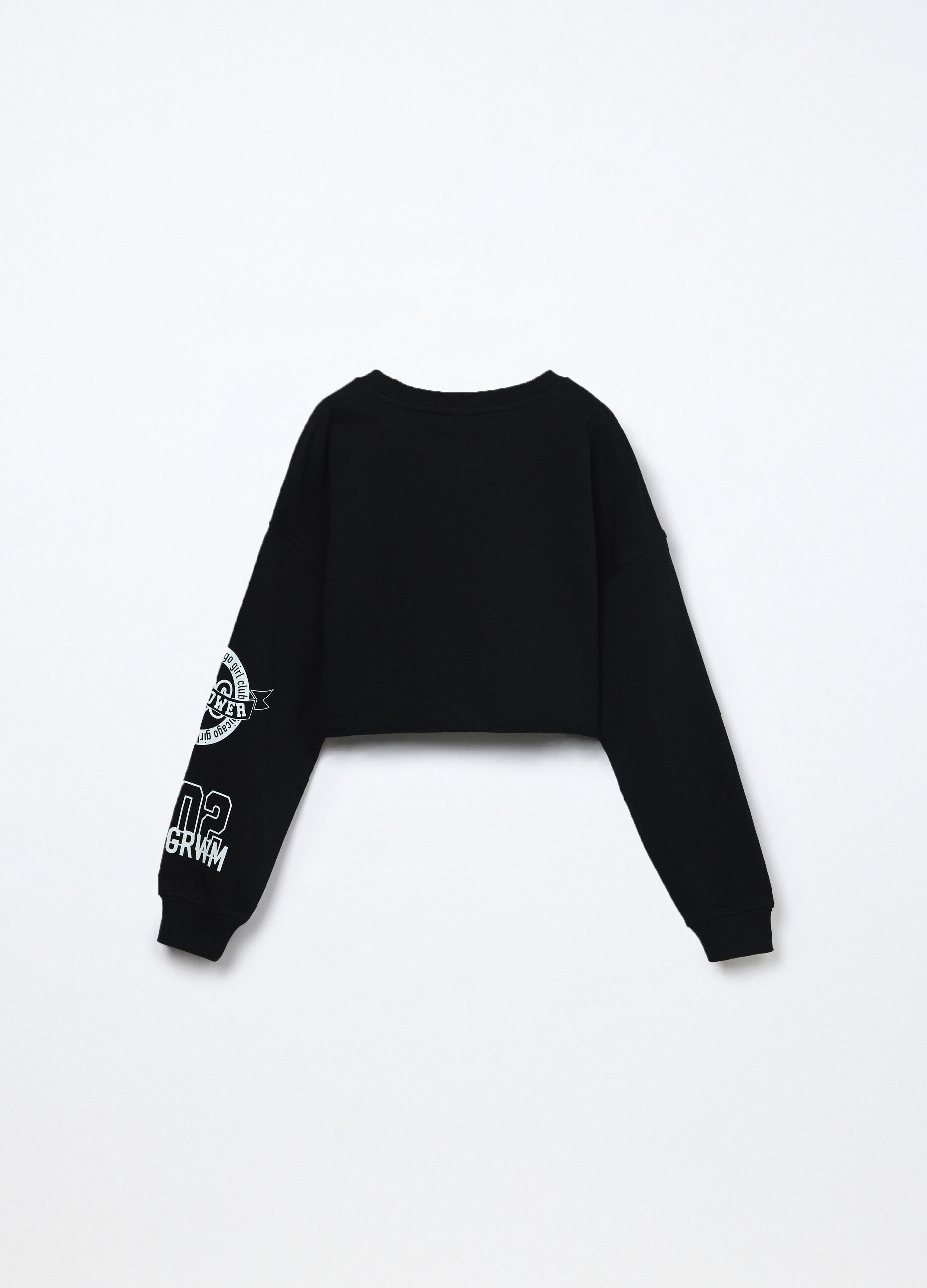 Felpa cropped in french terry di puro cotone ragazza_1