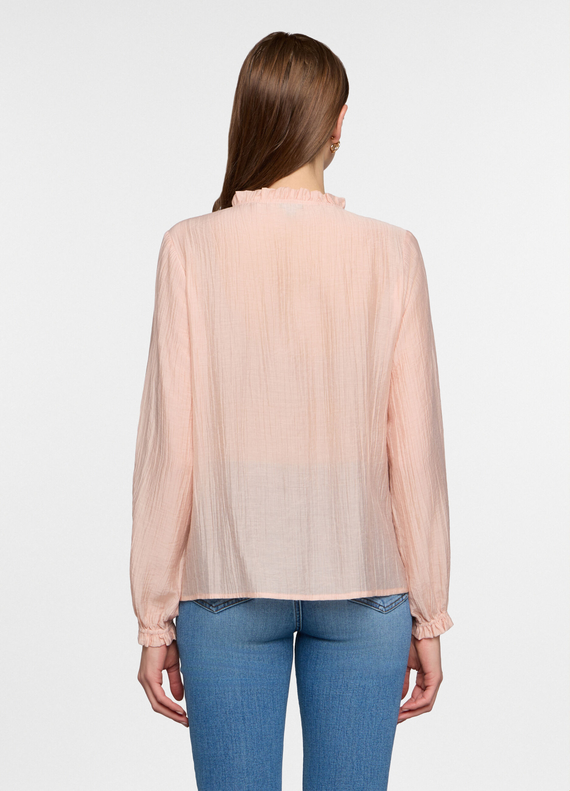 Blusa crepe regular fit con scollo a goccia donna_1