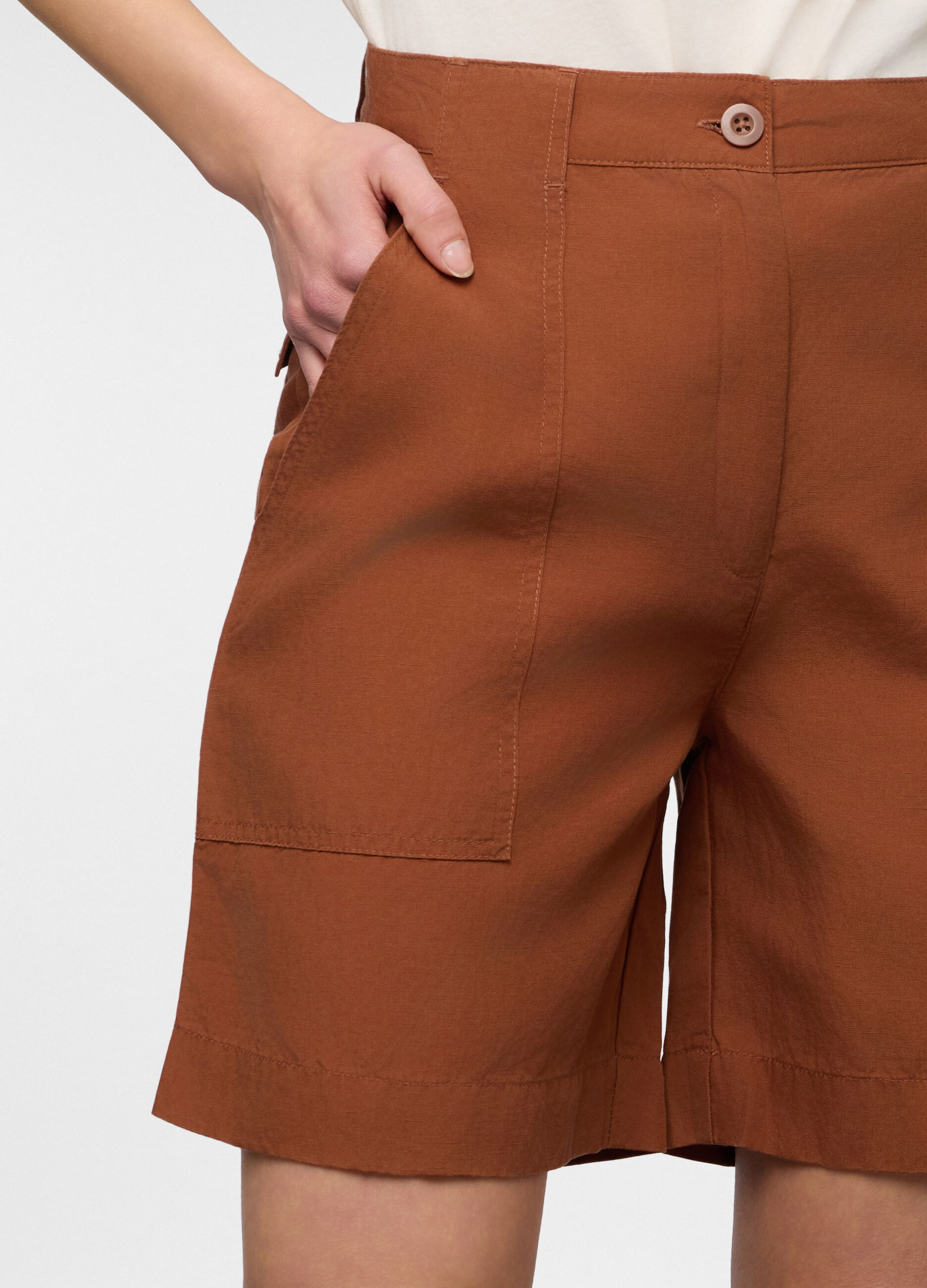 Shorts cargo misto lino donna_2
