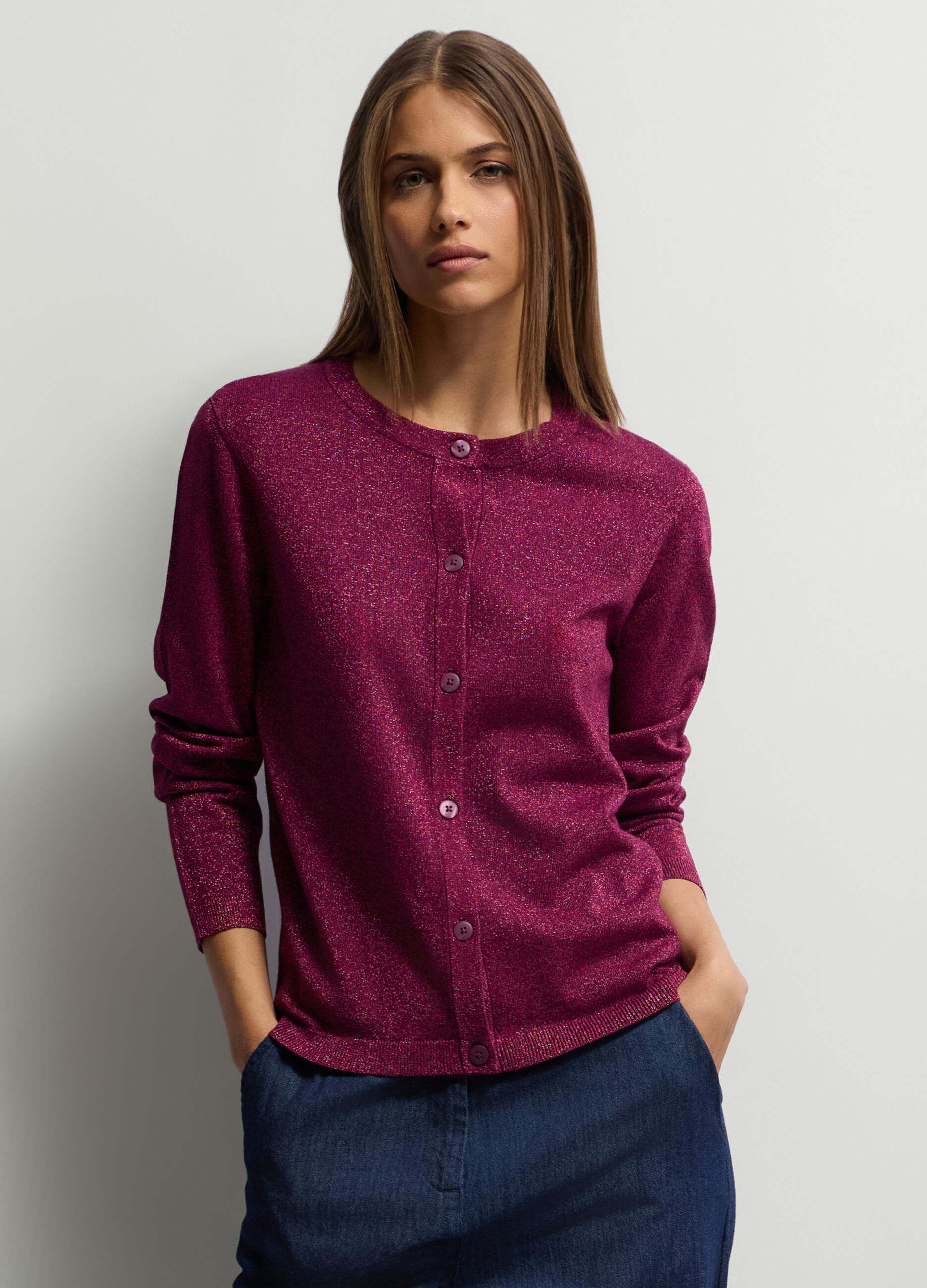 Cardigan girocollo operato donna_0