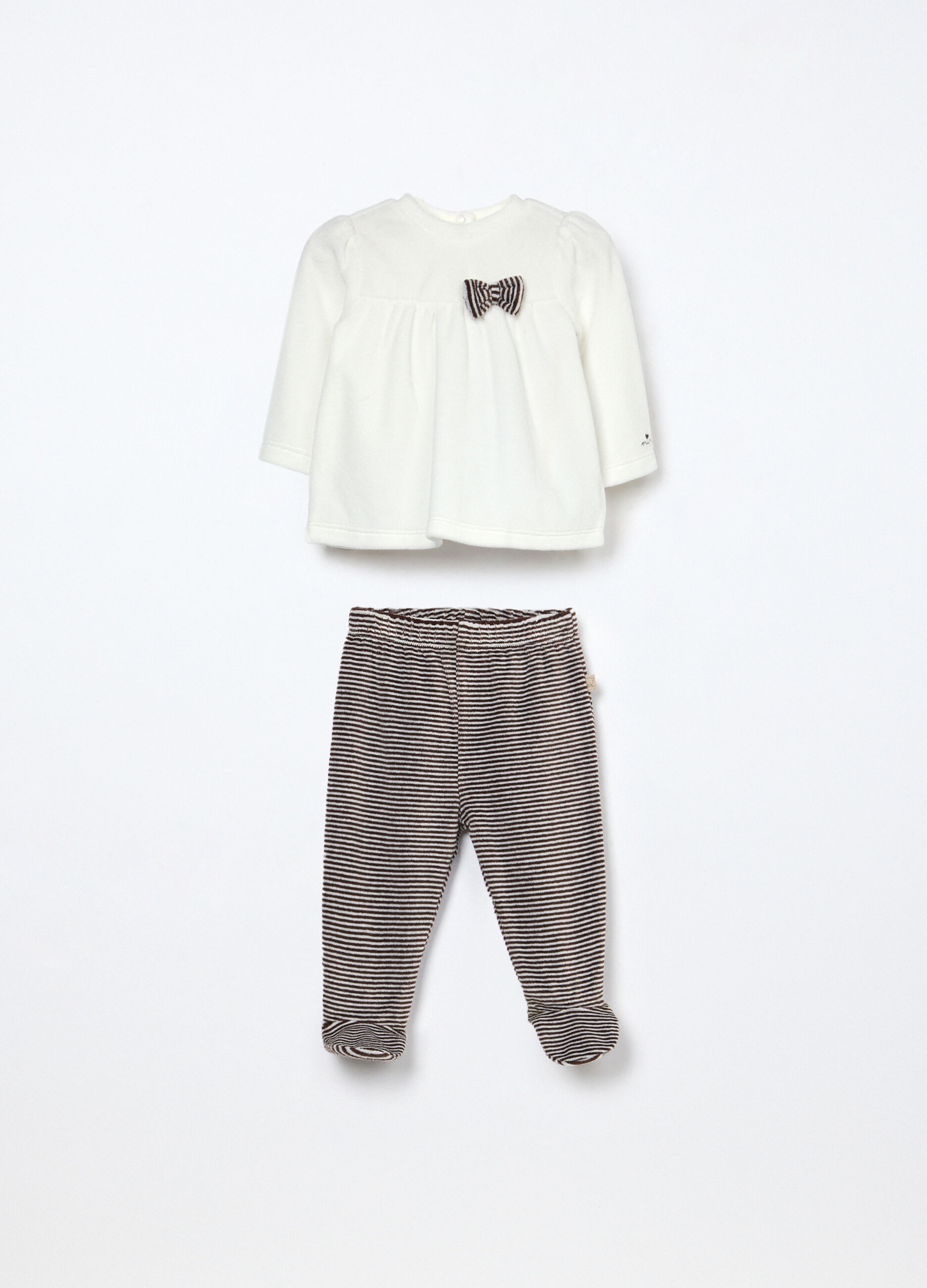 Set in misto cotone velours neonata_0