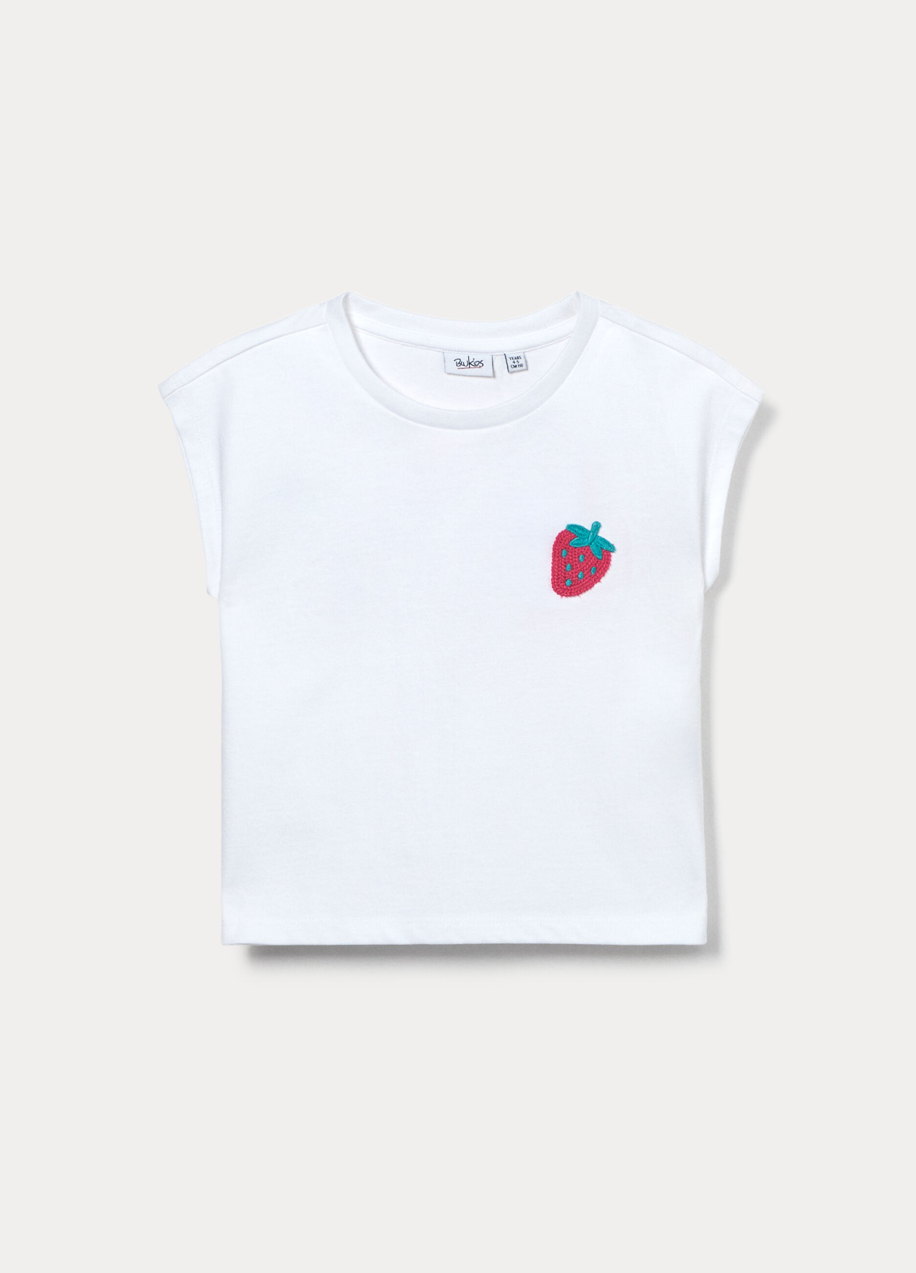 T-shirt smanicata in jersey di puro cotone bambina_0