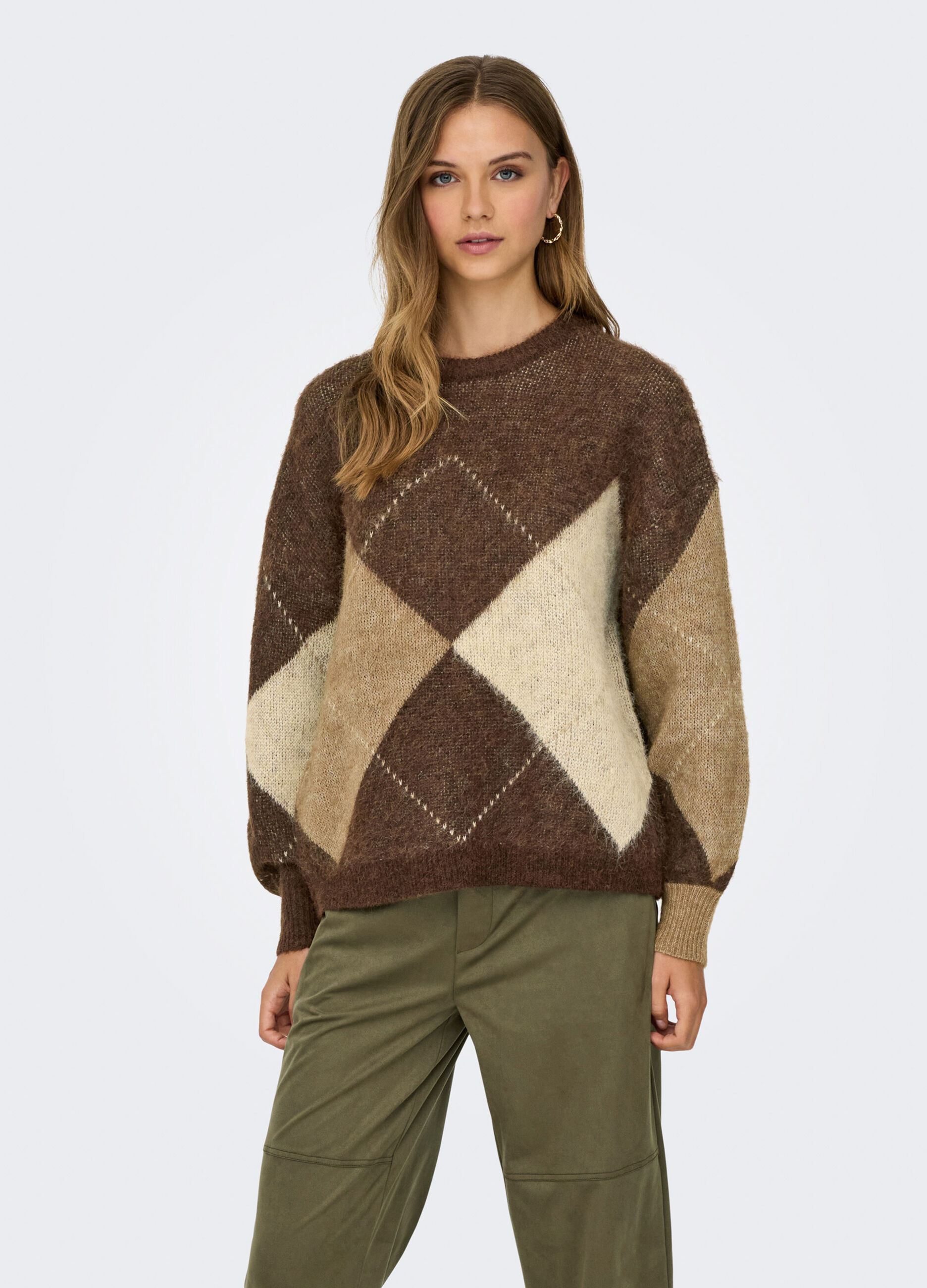 Pullover jaquard a quadri donna_0