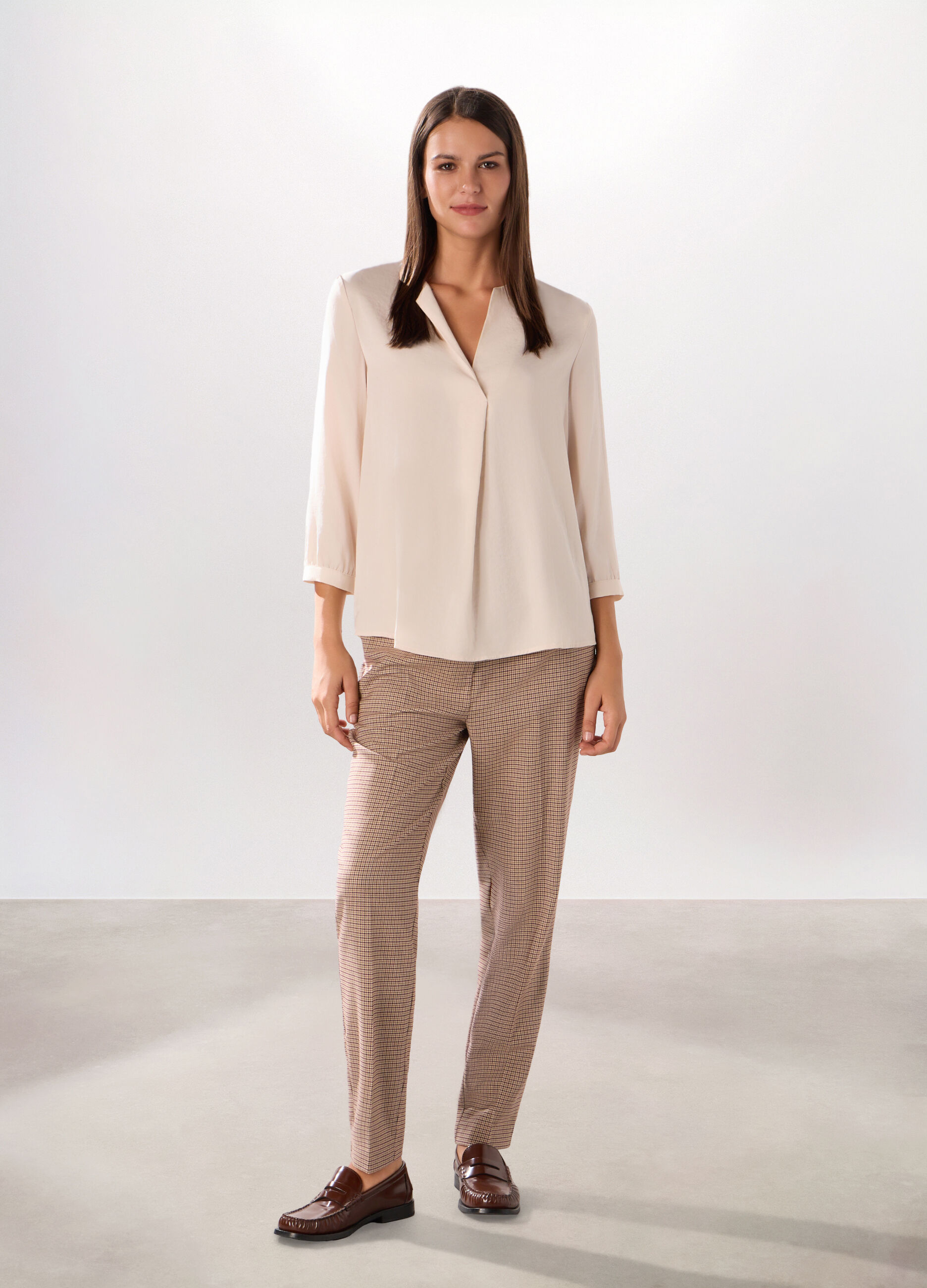 Pantalone a quadri misto viscosa donna_0