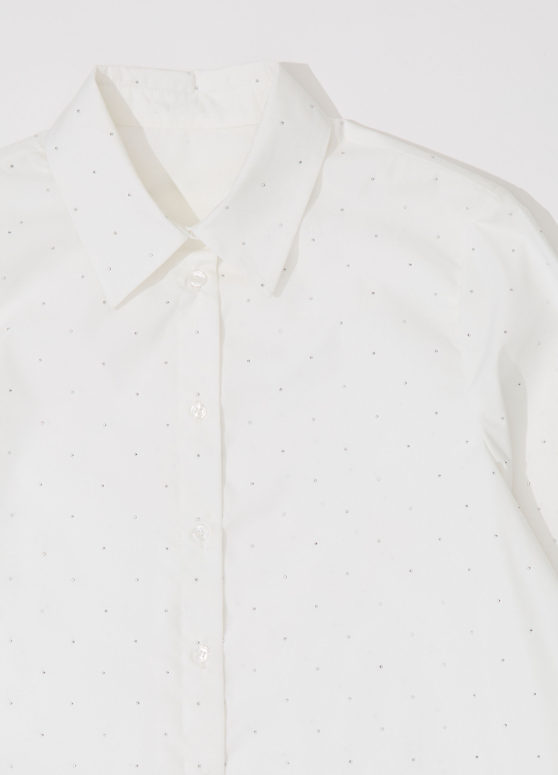 Camicia in cotone con strass donna_6