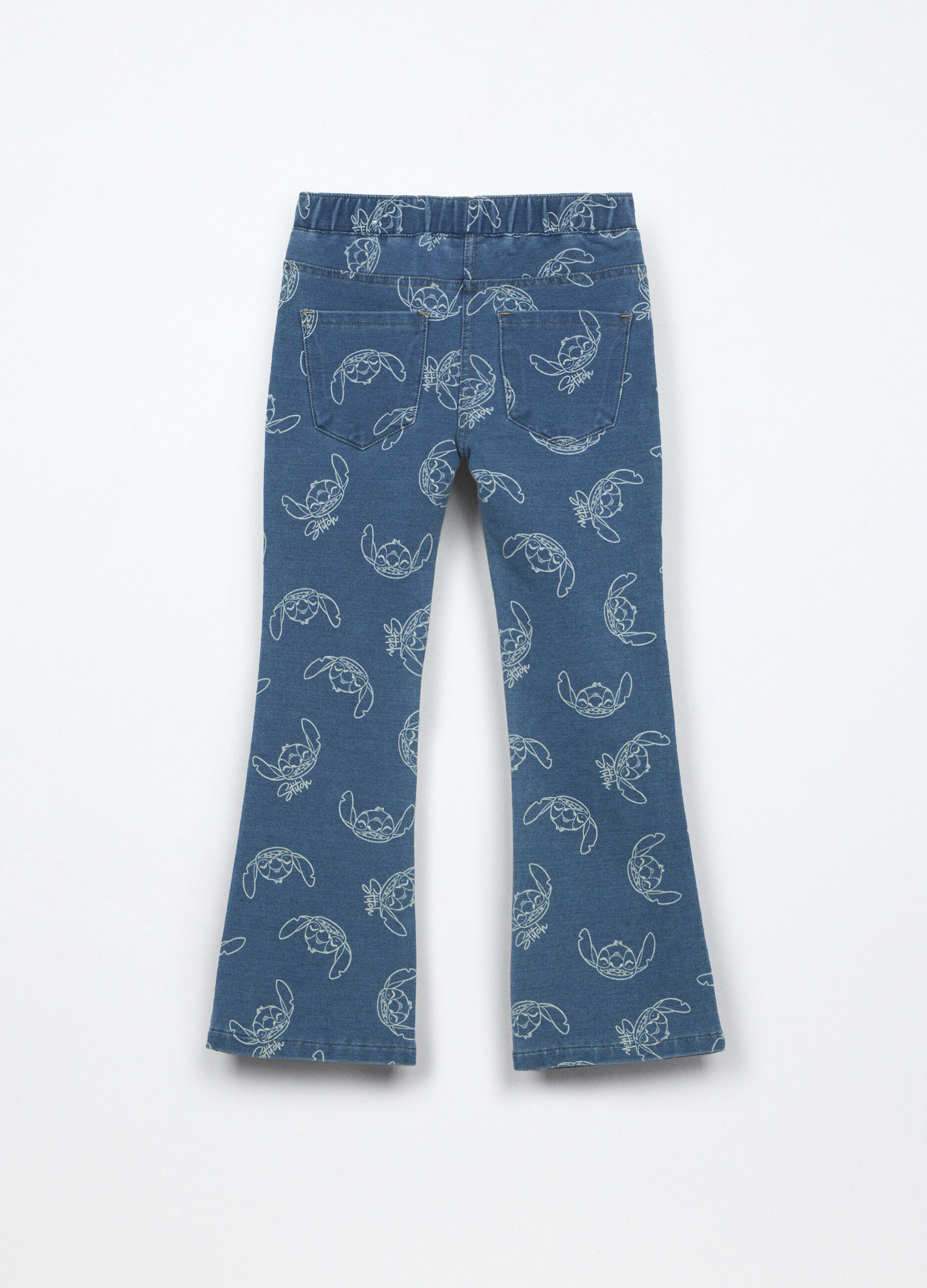Pantaloni flare fit in french terry denim bambina_1