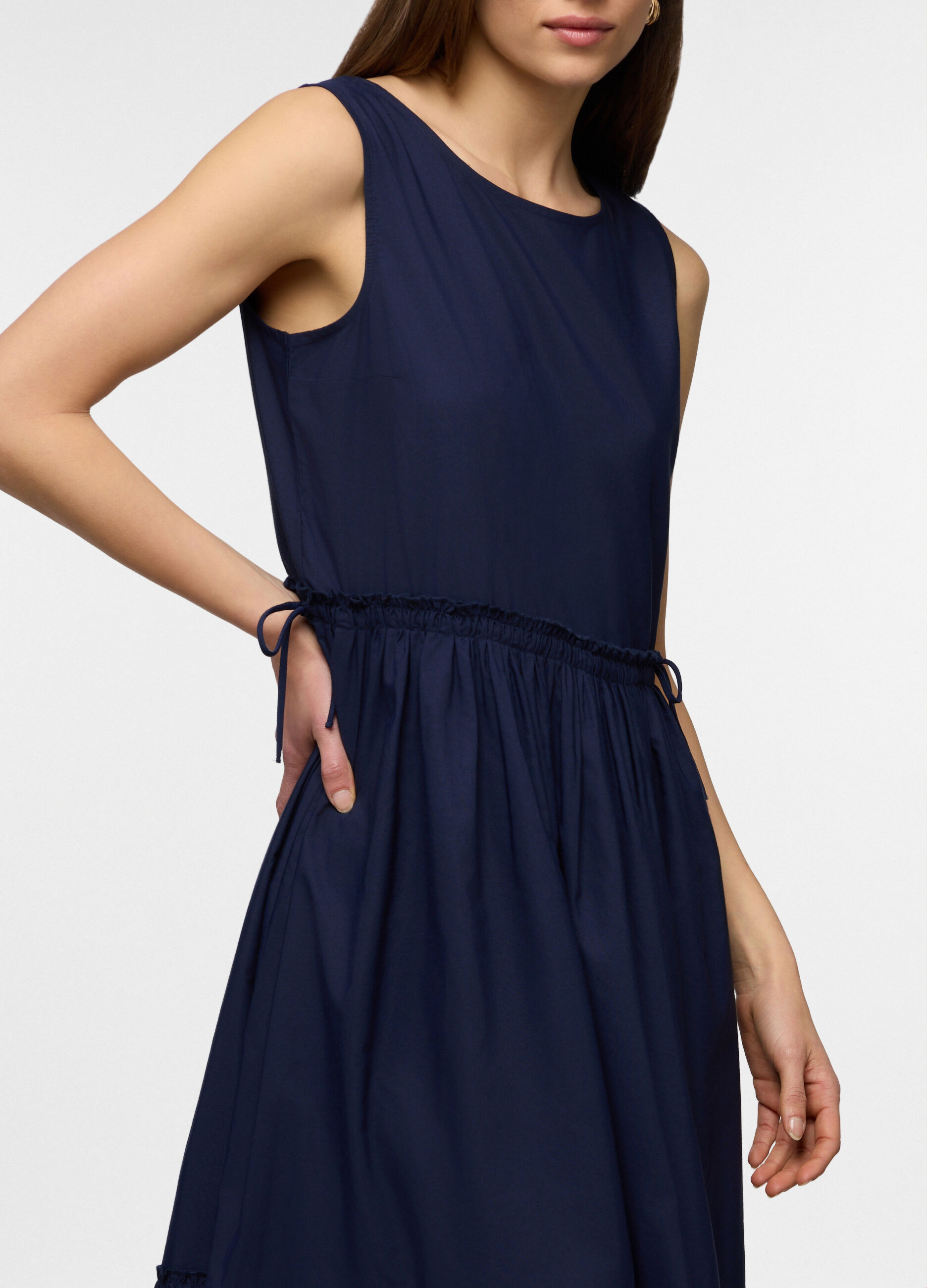 Abito lungo in popeline misto cotone donna_2