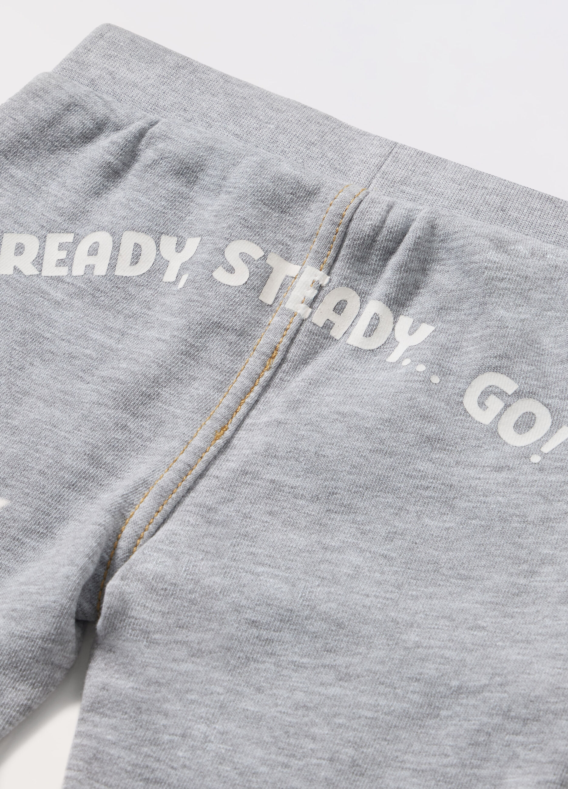 Pantaloni in french terry denim di misto cotone neonato_1