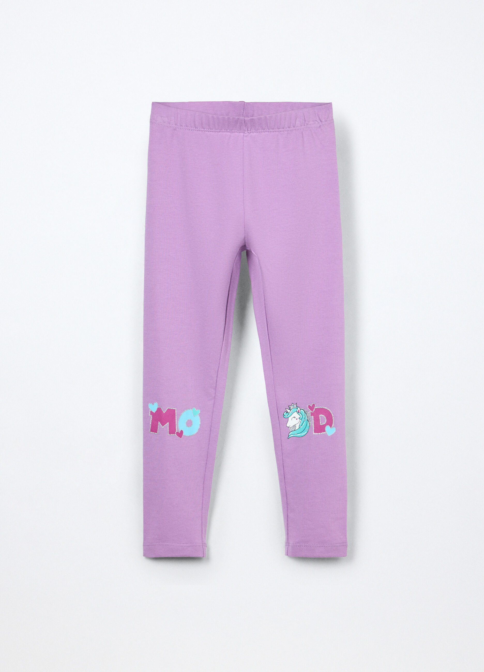 Leggings in jersey di cotone stretch bambina_0