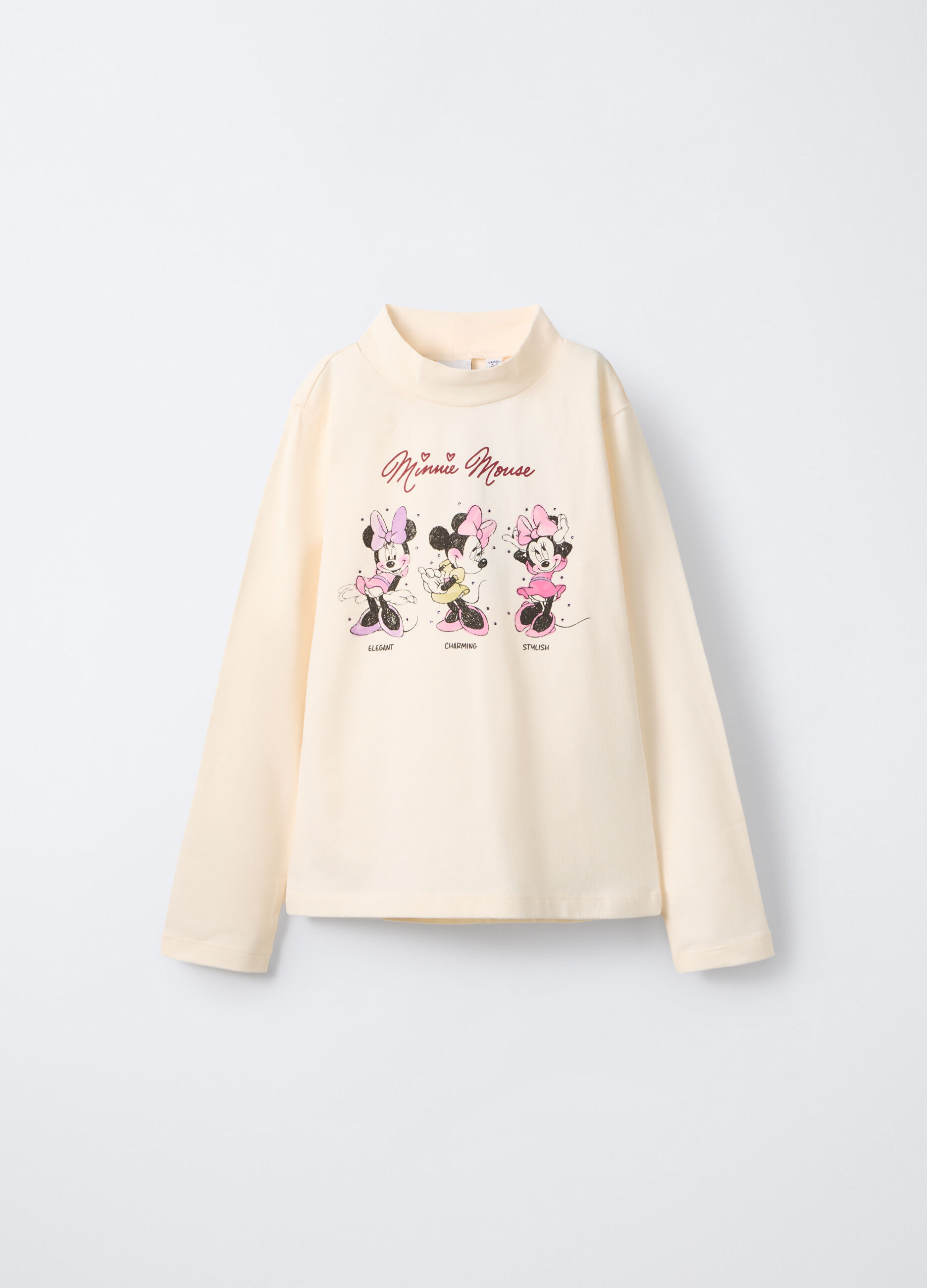 T-shirt Minnie a maniche lunghe in cotone stretch regular fit bambina_0