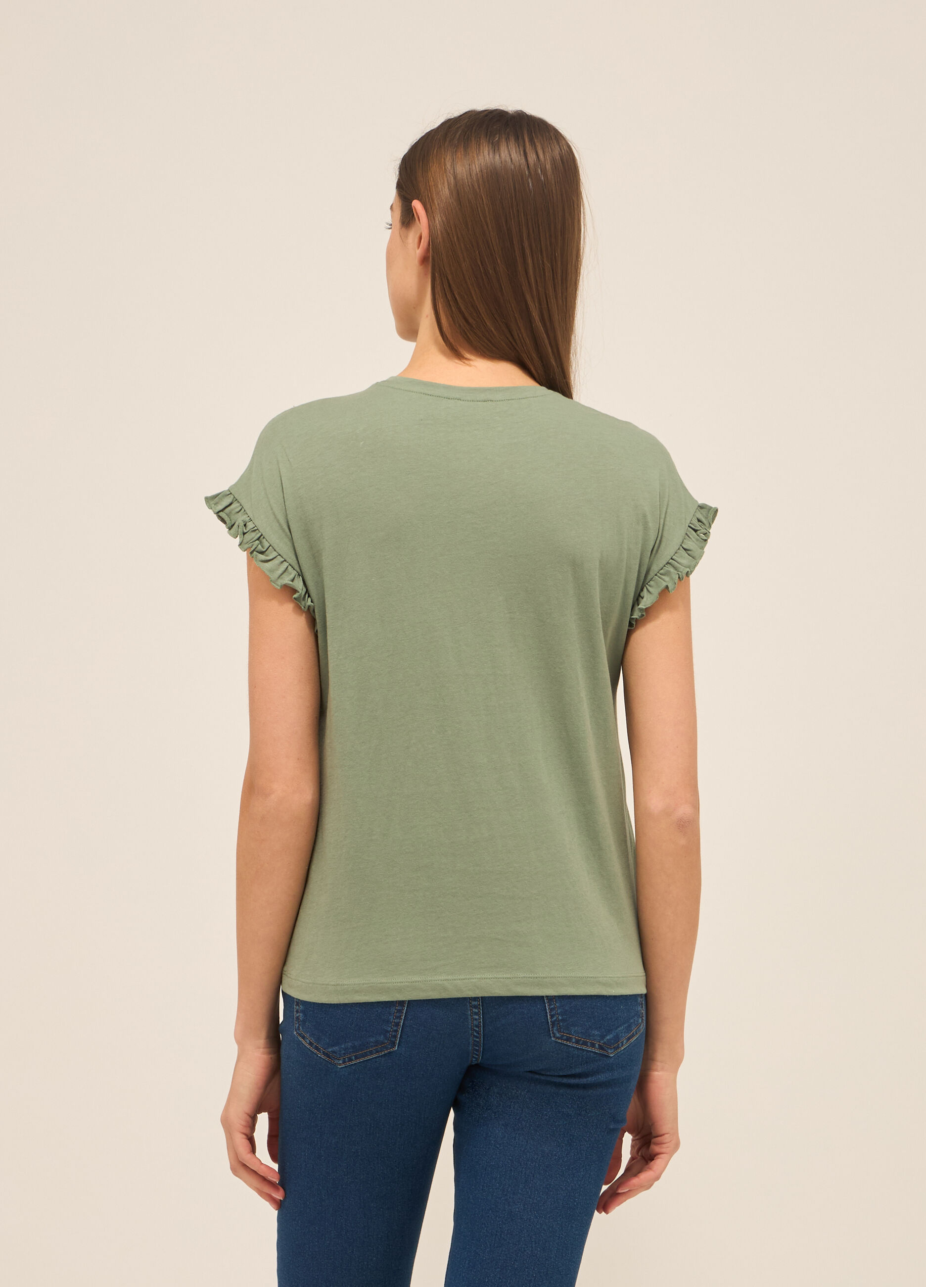T-shirt smanicata in jersey di puro cotone donna_1