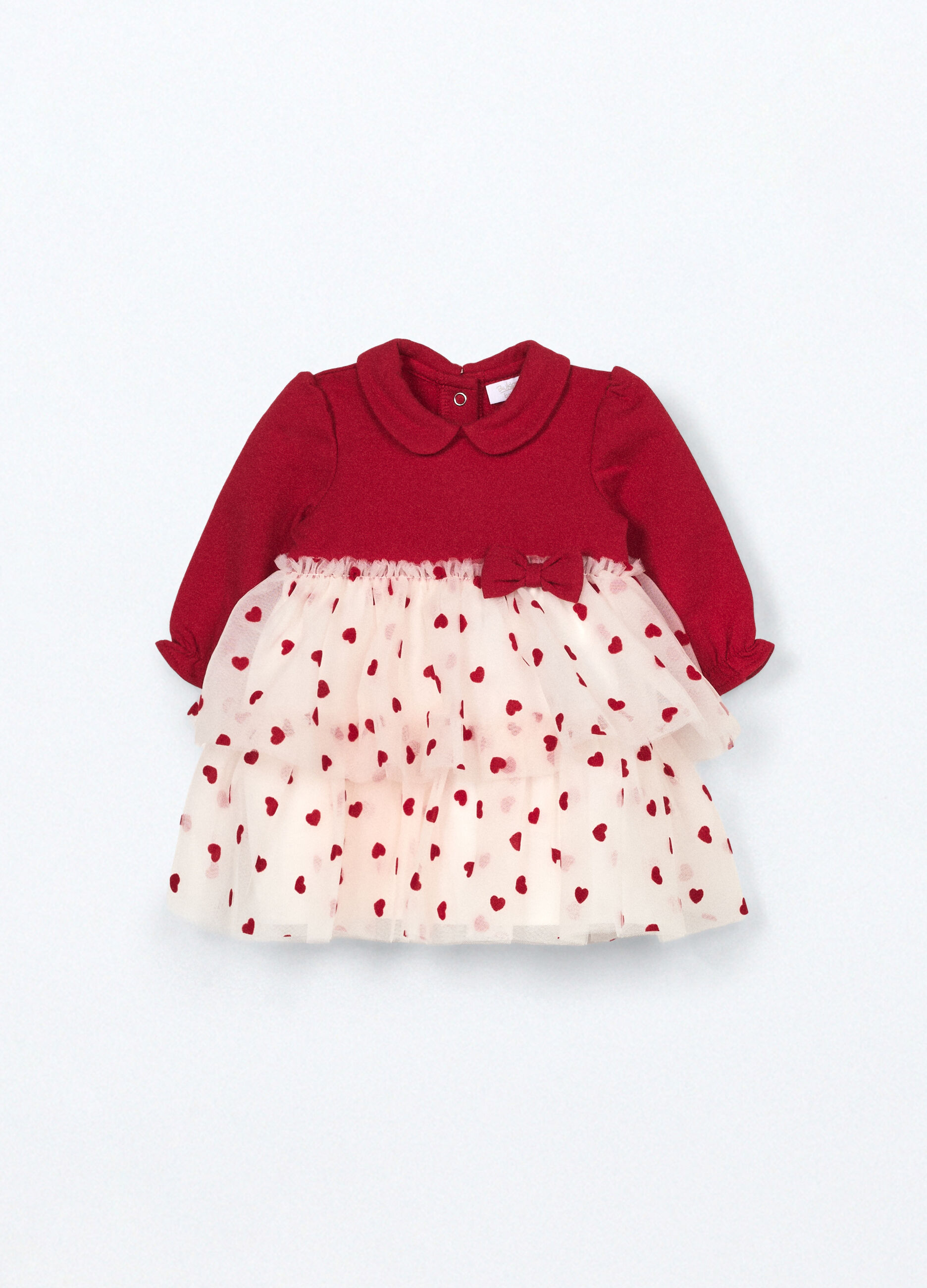 Vestito in misto cotone fleece neonata_0