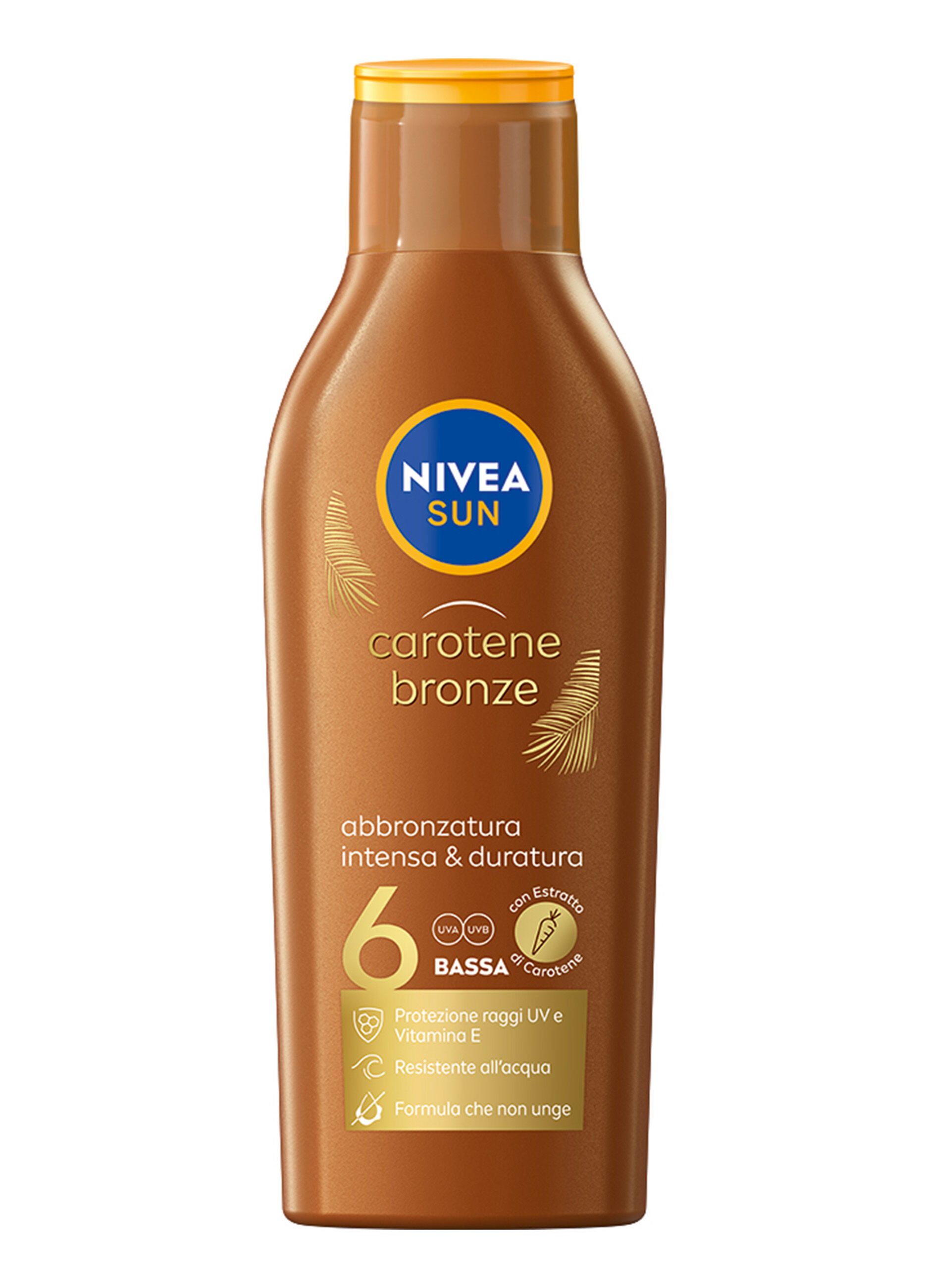 Nivea Sun Latte Solare Carotene Bronze FP6 200 ml, Crema solare abbronzante FP6 per una pelle dorata_0