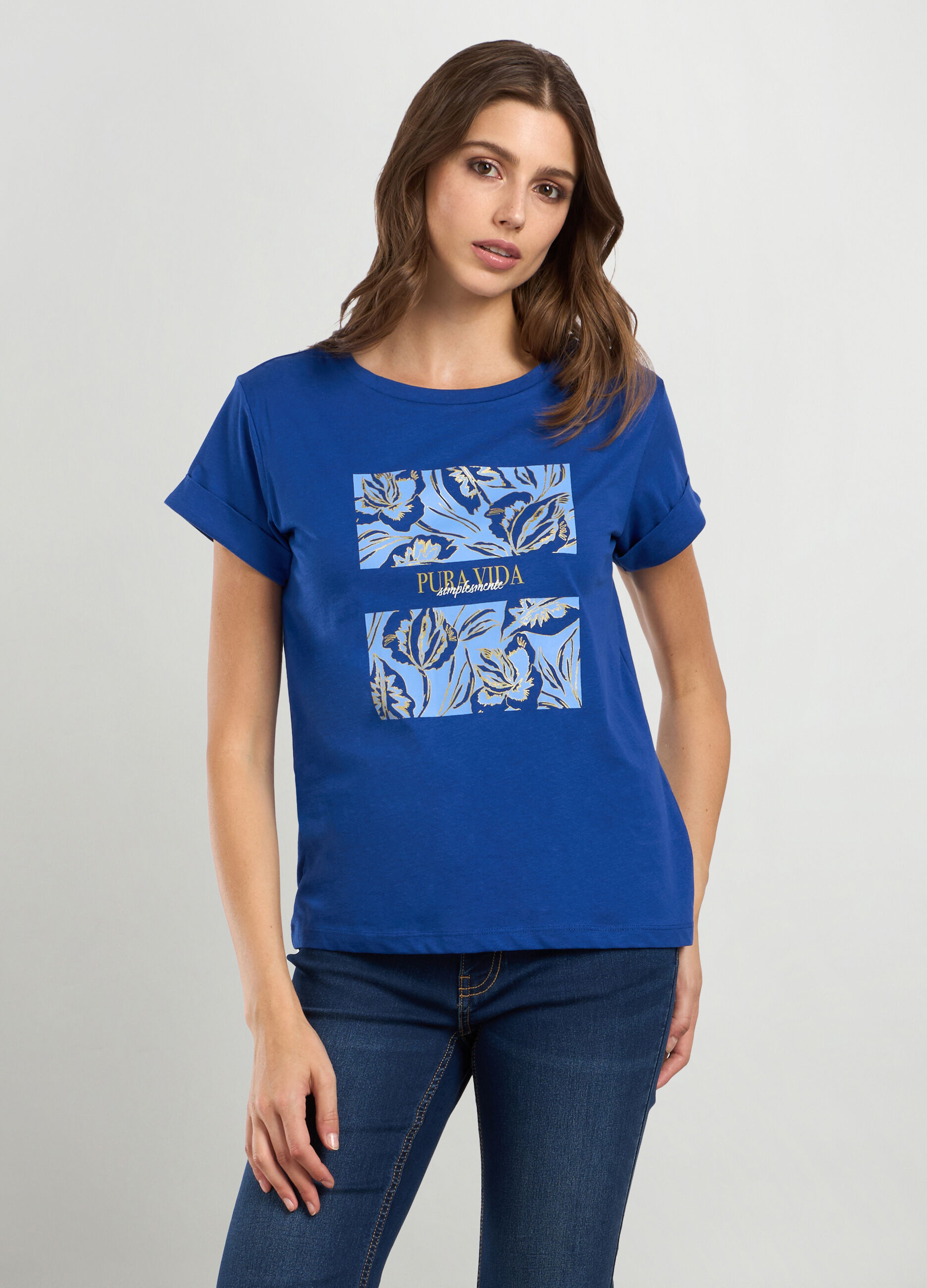 T-shirt in jersey di puro cotone donna_0