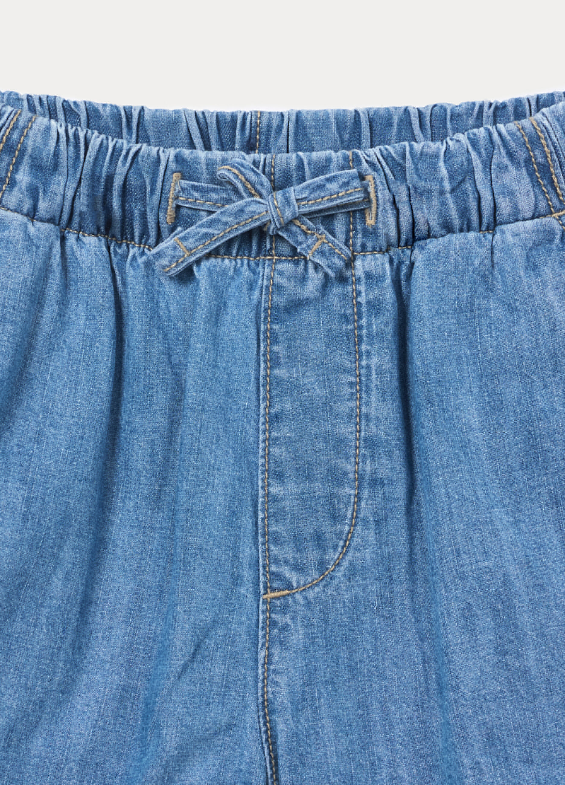 Shorts in denim di puro cotone ragazza_2