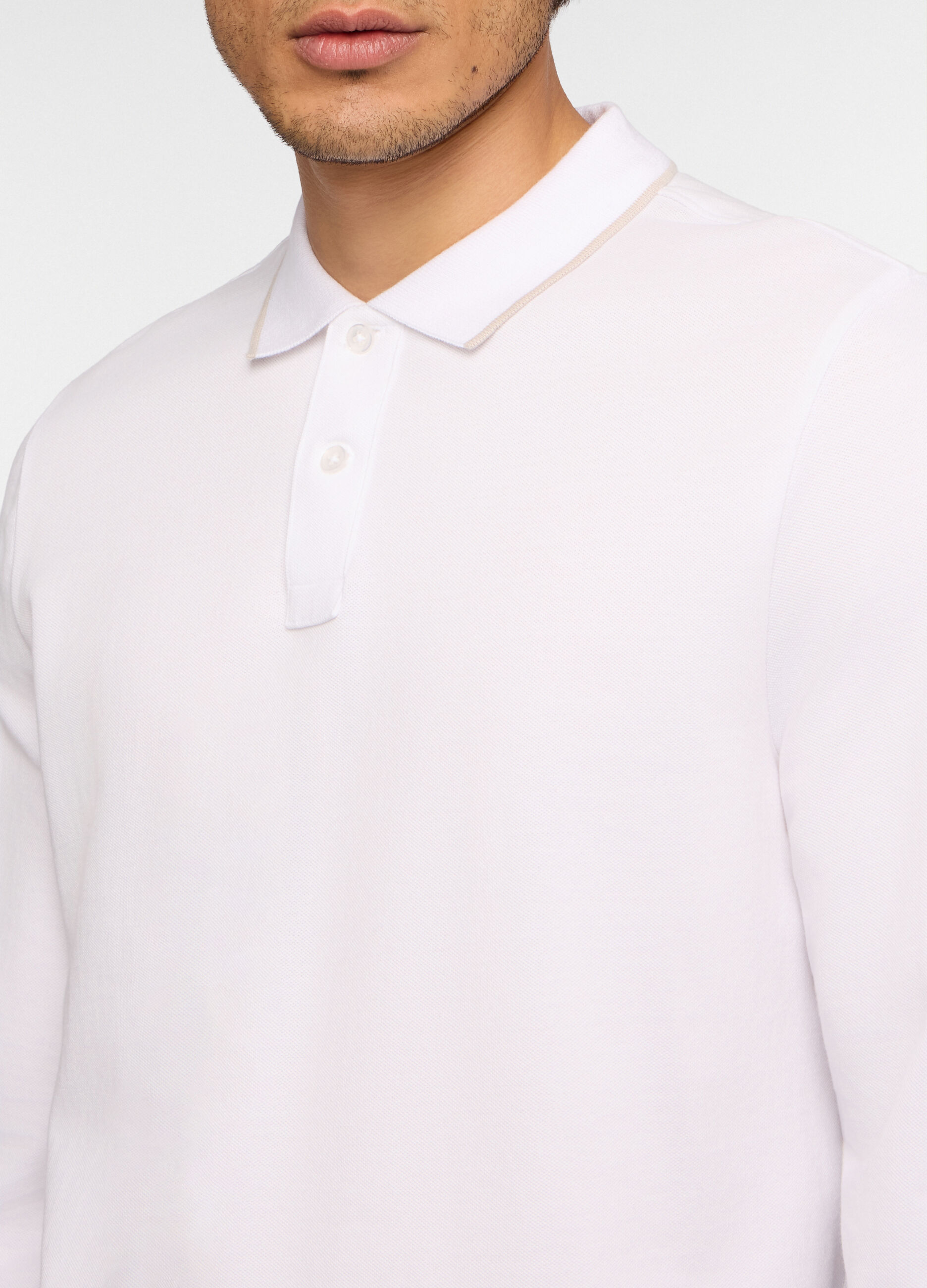 Polo a maniche lunghe in piquet di cotone uomo_2
